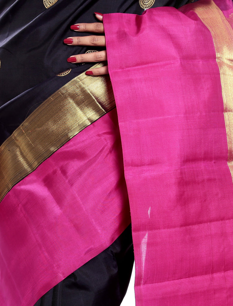 Black-Dark Pink Indian wedding saree 