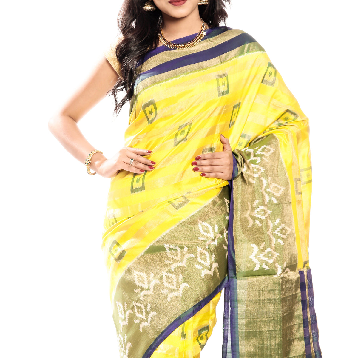Yellow Pochampally Saree Ikkat Pattu Saree Ikkat Sarees Online