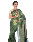 Green Kanchipuram Silk Saree with Floral Motifs