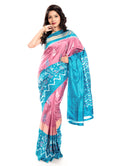 Pochampally Saree in Baby Pink & Sky Blue