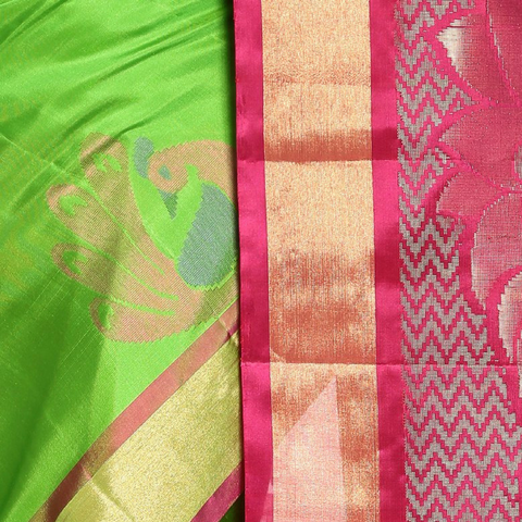 Green-Pink Patli Pallu Silk Saree