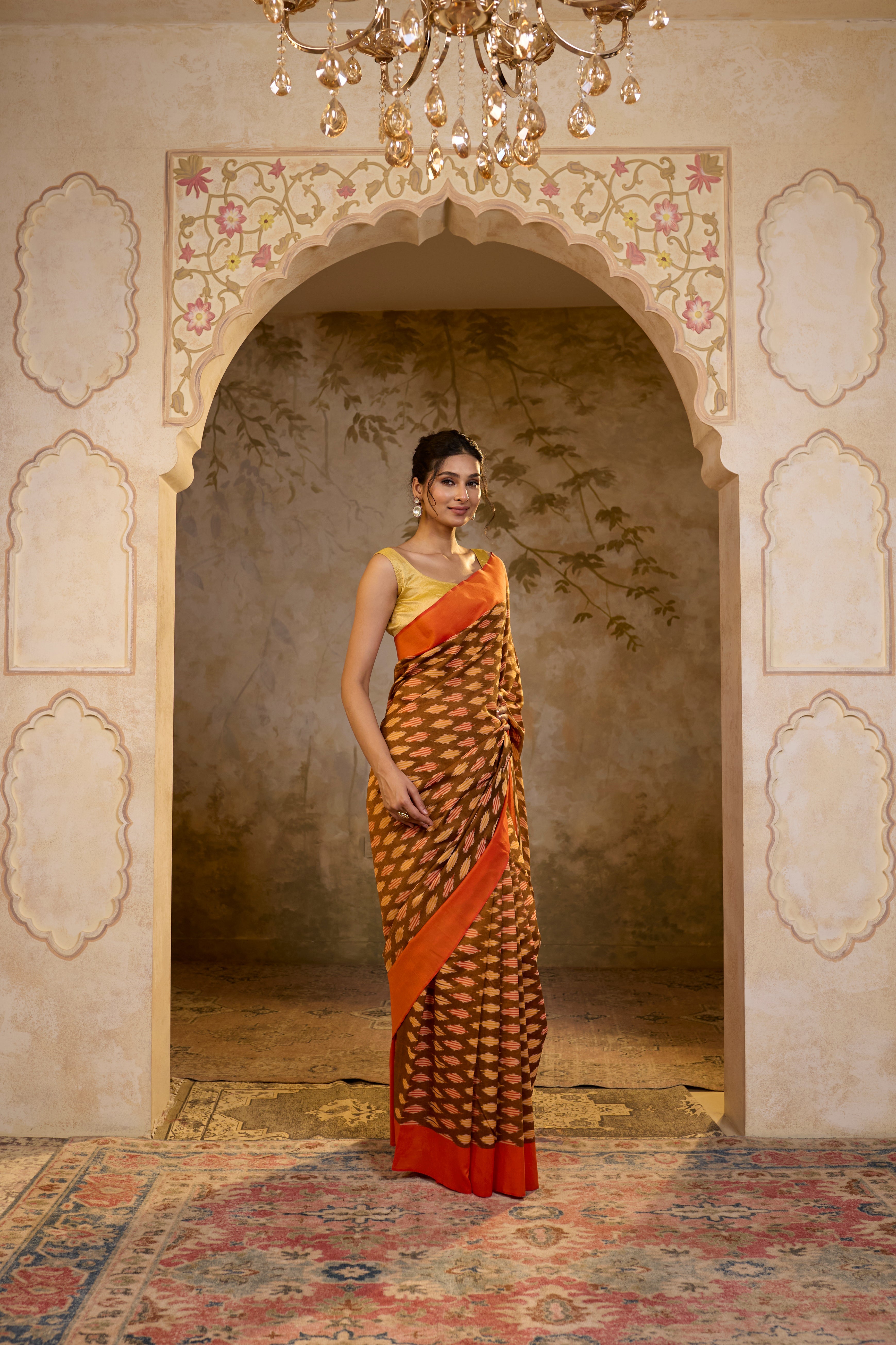 Orange Yellow Saree