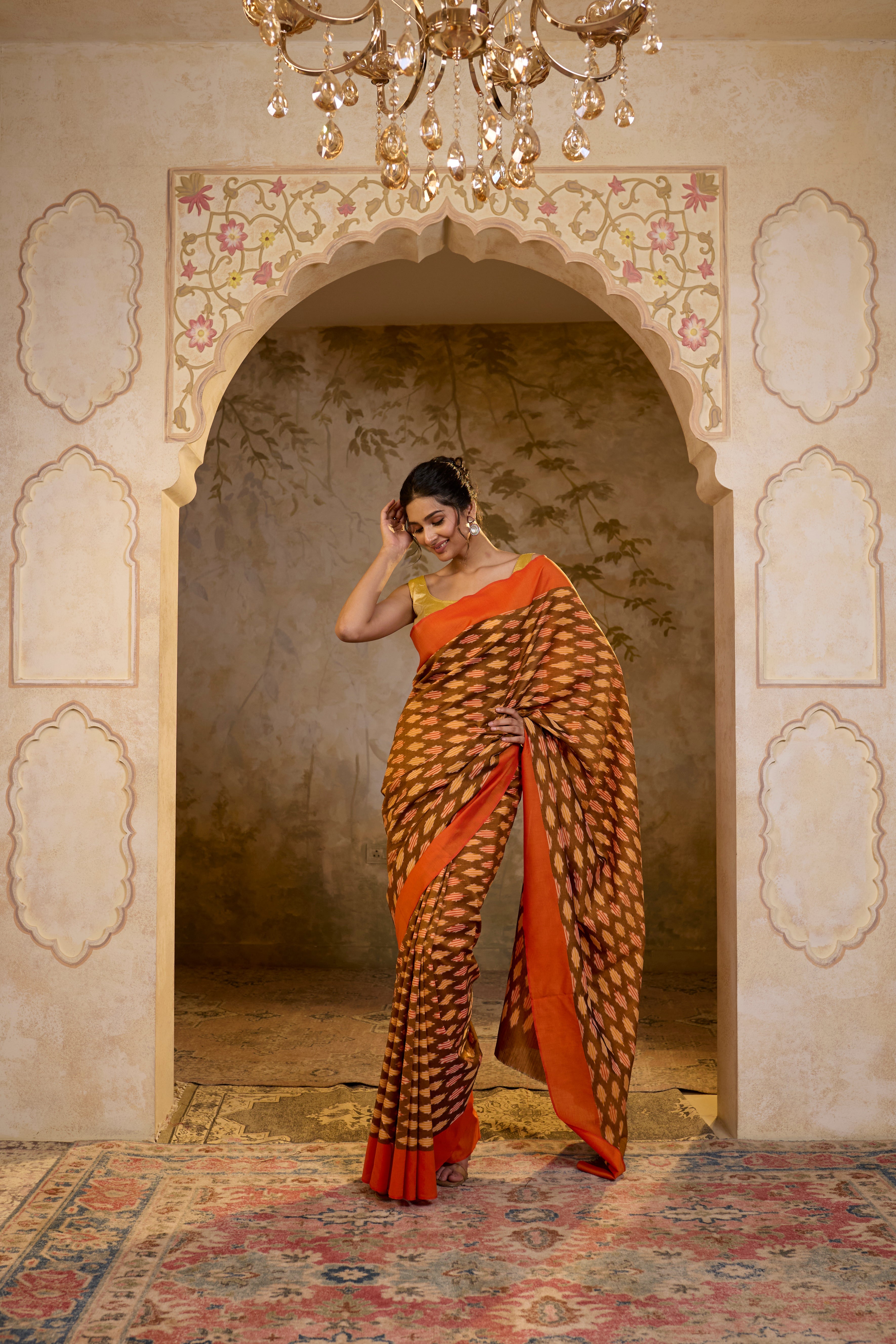 Orange Yellow Saree