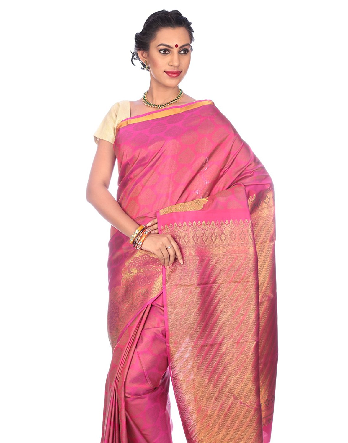 Pink Kanchipuram Pure Silk Saree