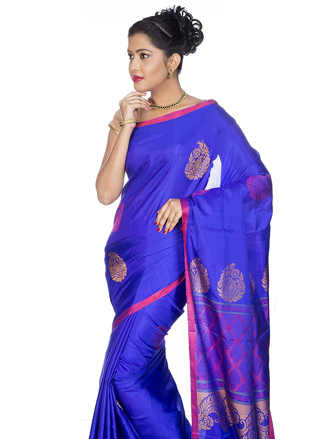 Blue kanchipuram silk saree