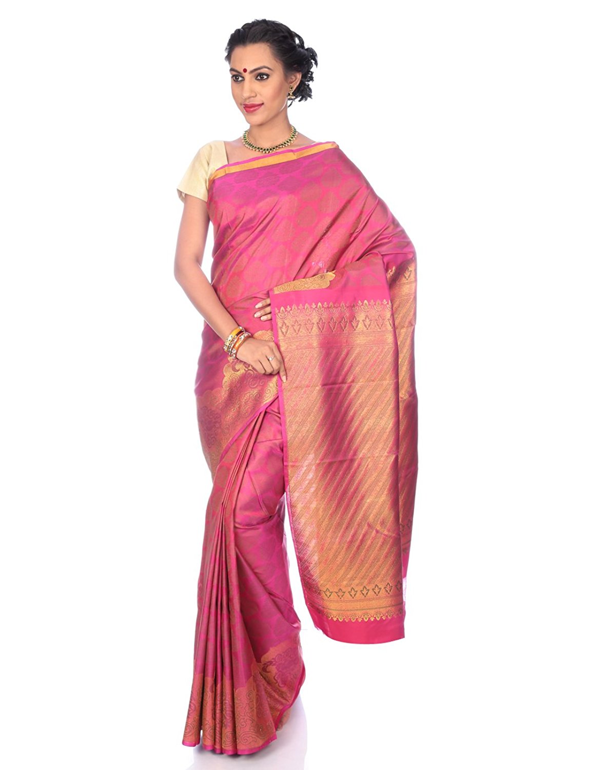 Pink Kanchipuram Pure Silk Saree