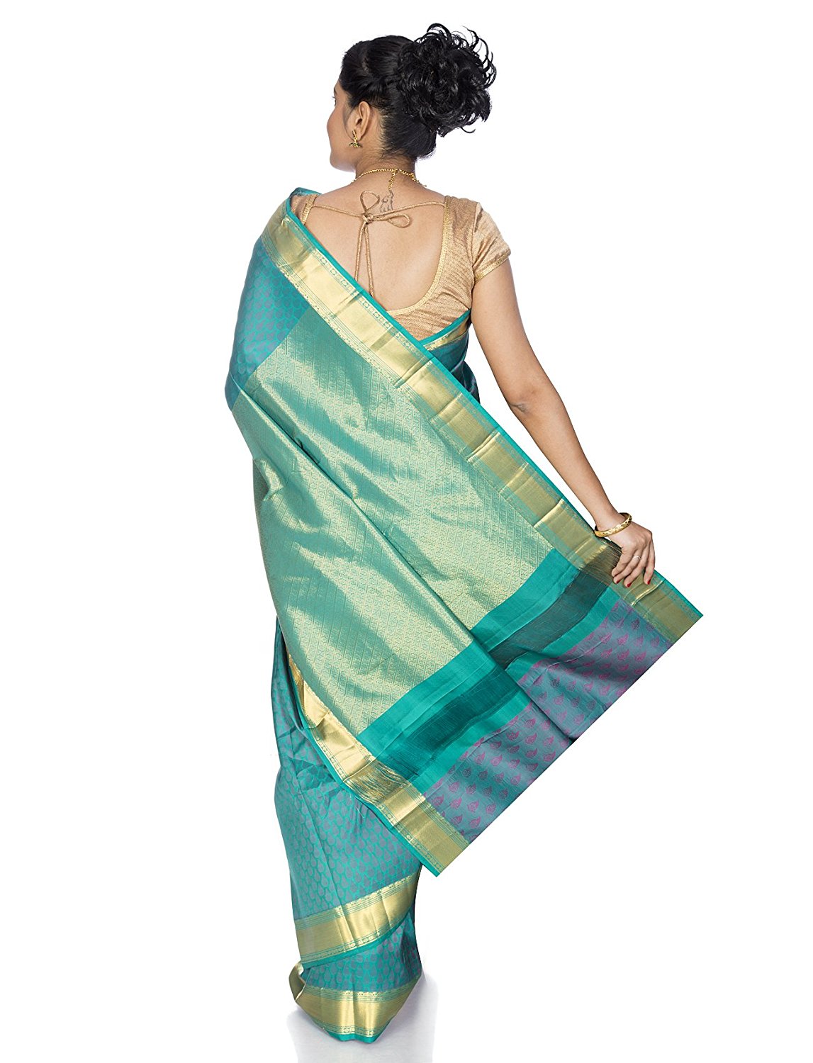 teal kanchivaram saree