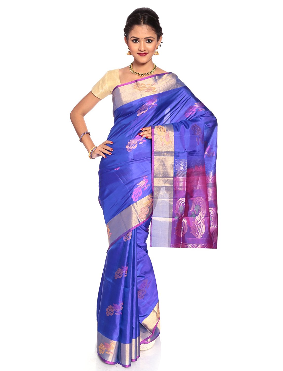 Blue kanchipuram silk saree