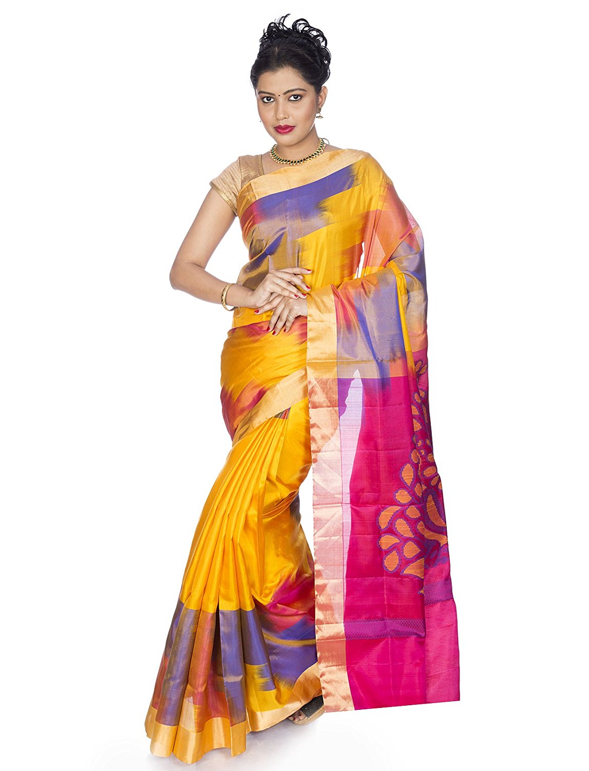 yellow kanchivaram saree