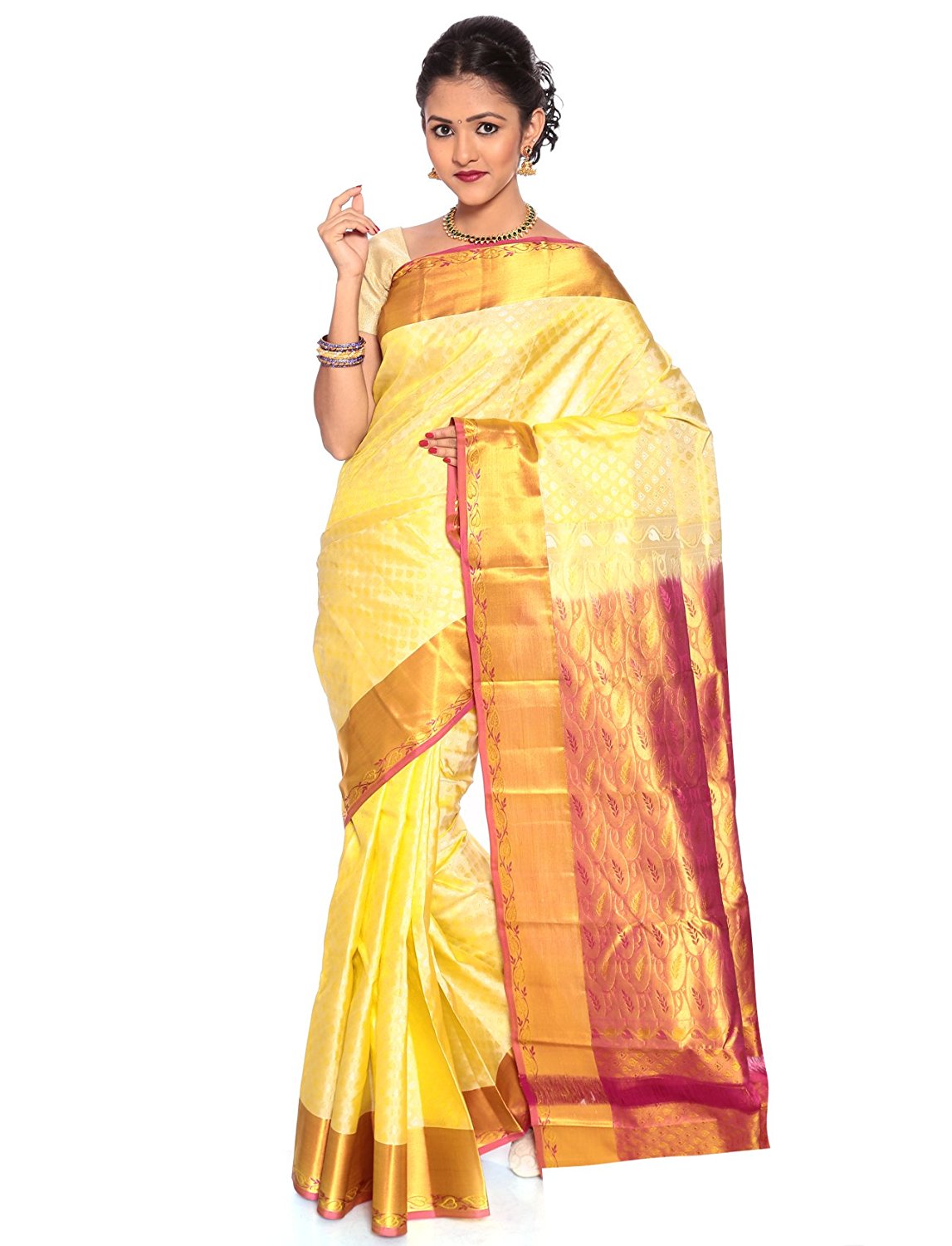 Cream Kanchipuram Silk Saree with Butta Motifs