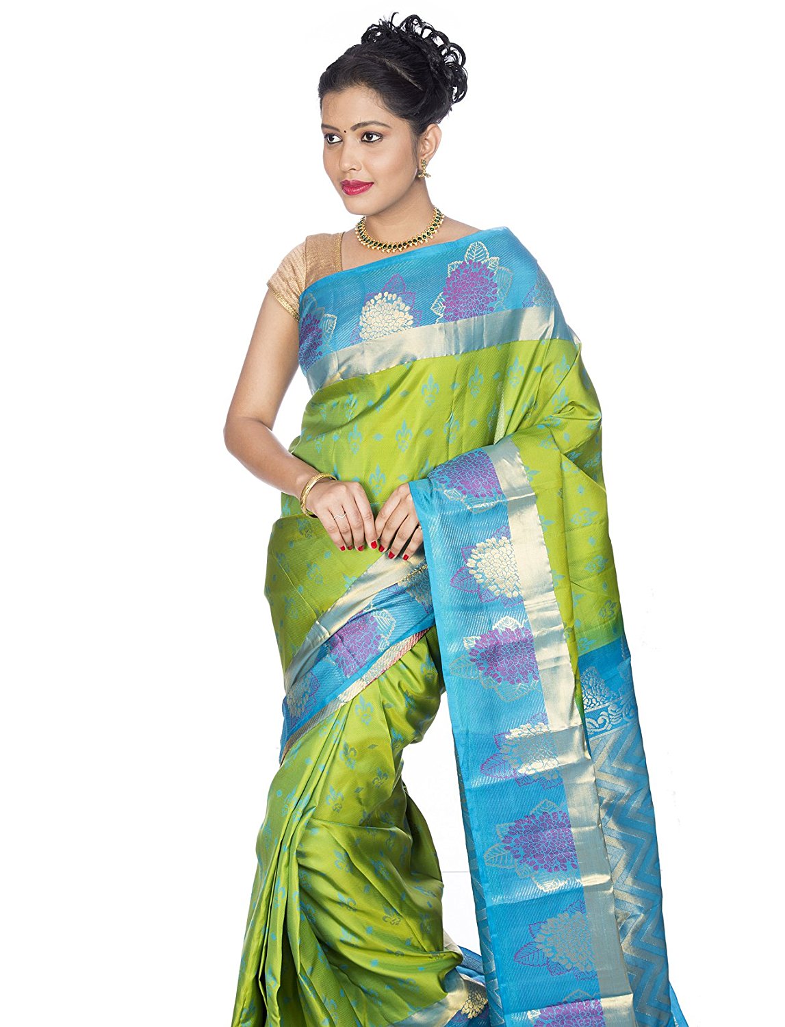 green kanchivaram saree
