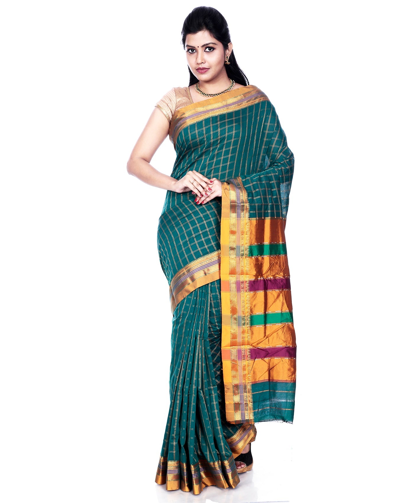Green Cotton Ilkal Saree with 