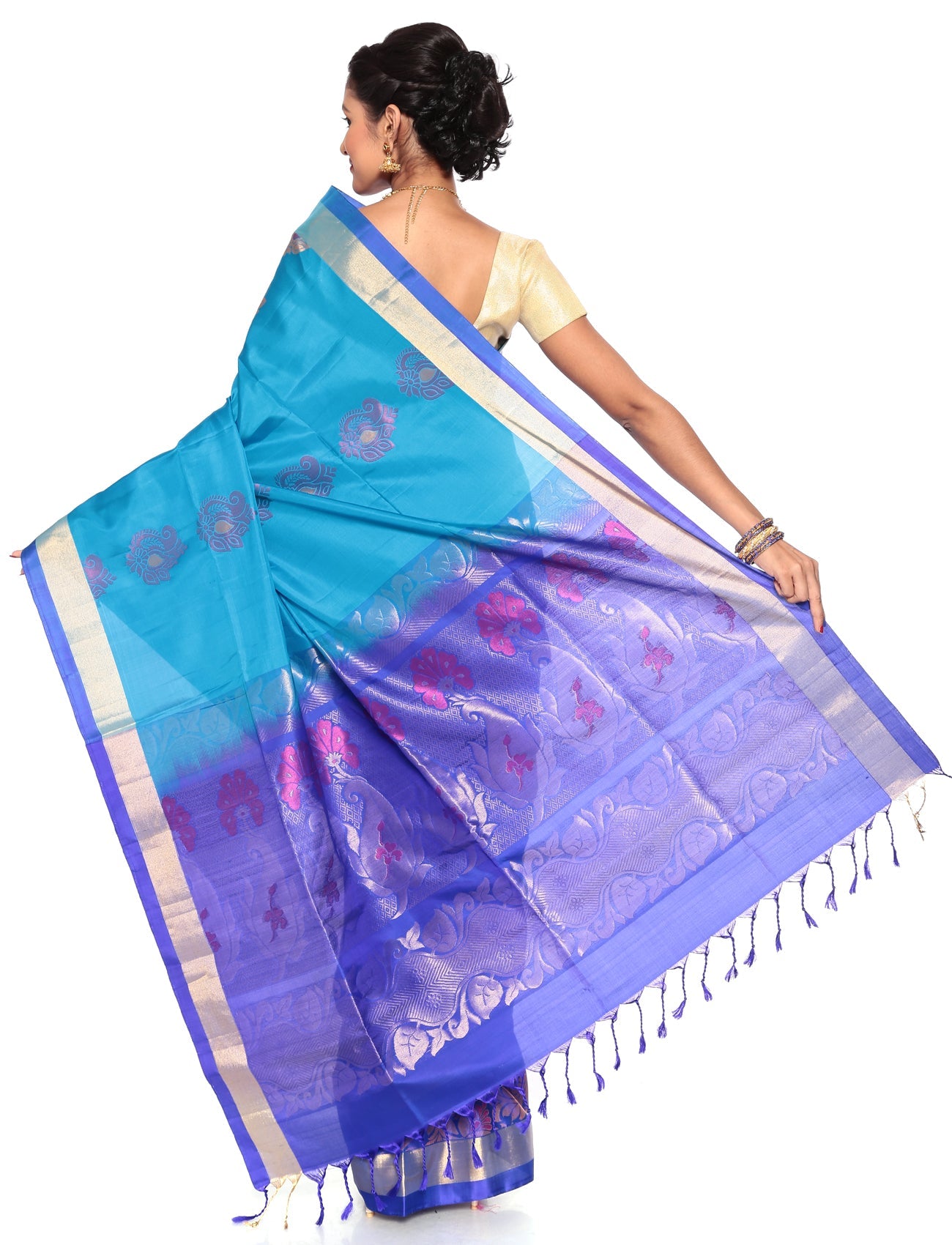 blue patli saree