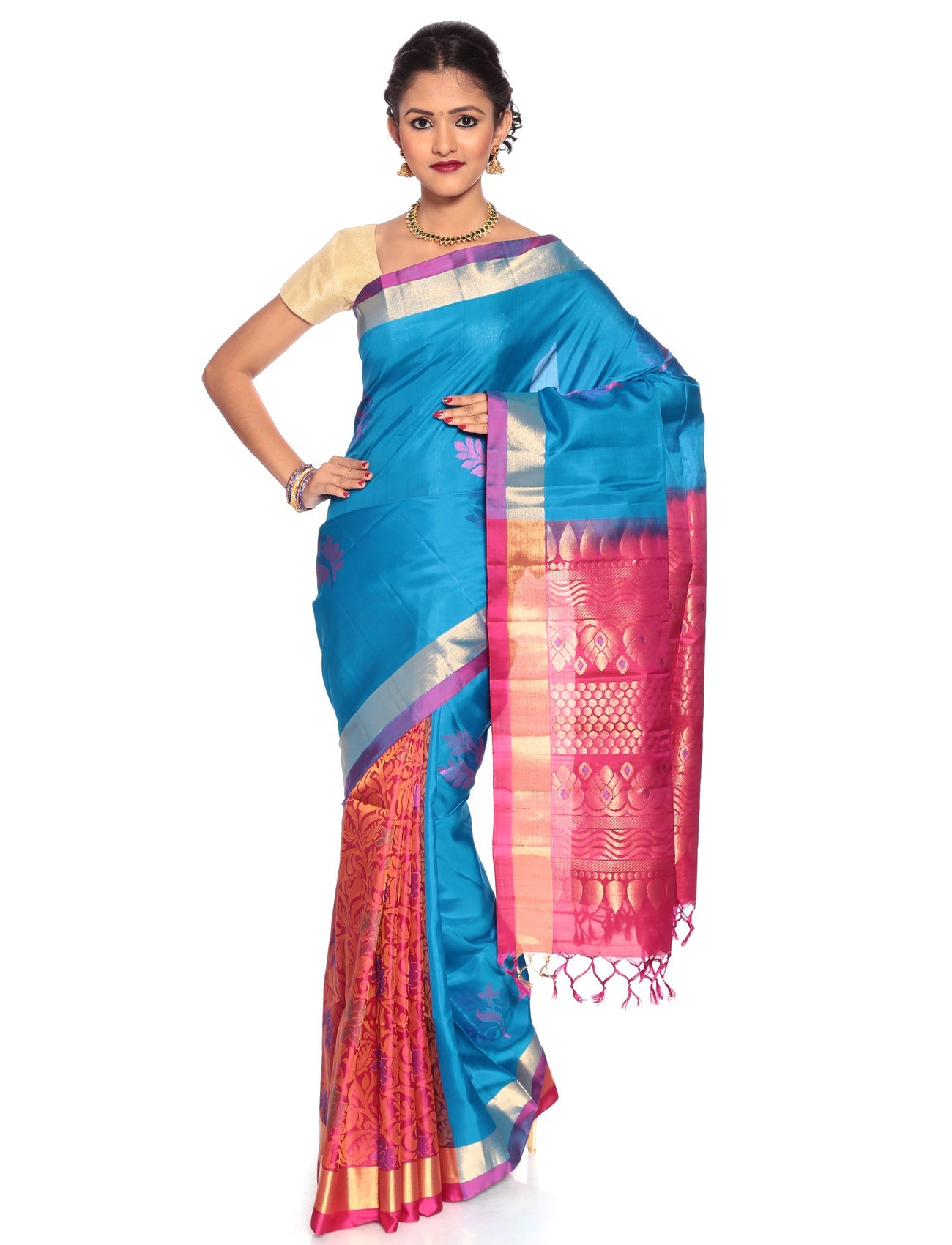 Pink patli pallu saree