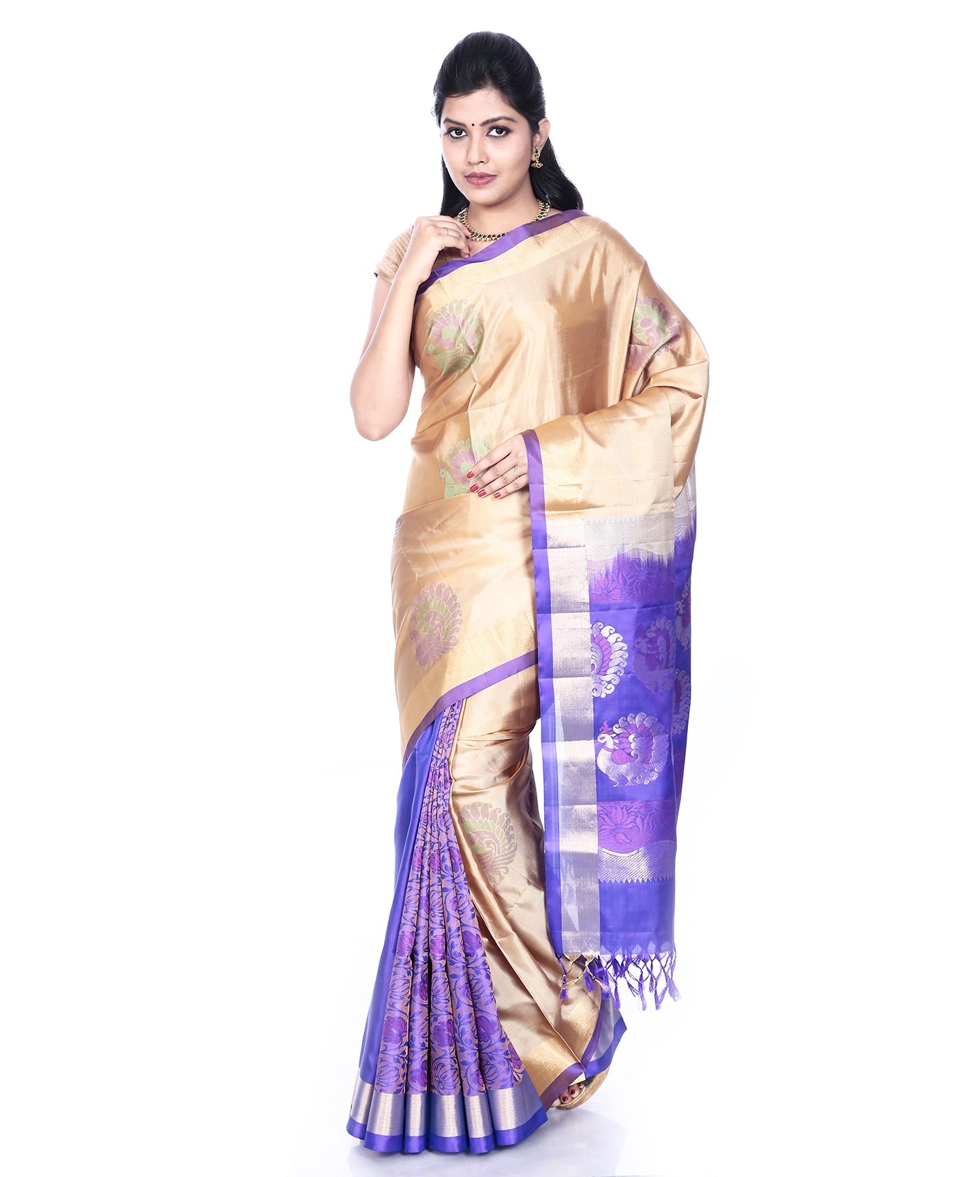 Buy Mandakini Kanchipuram Handloom Patli Pallu Pure Silk Sarees Online