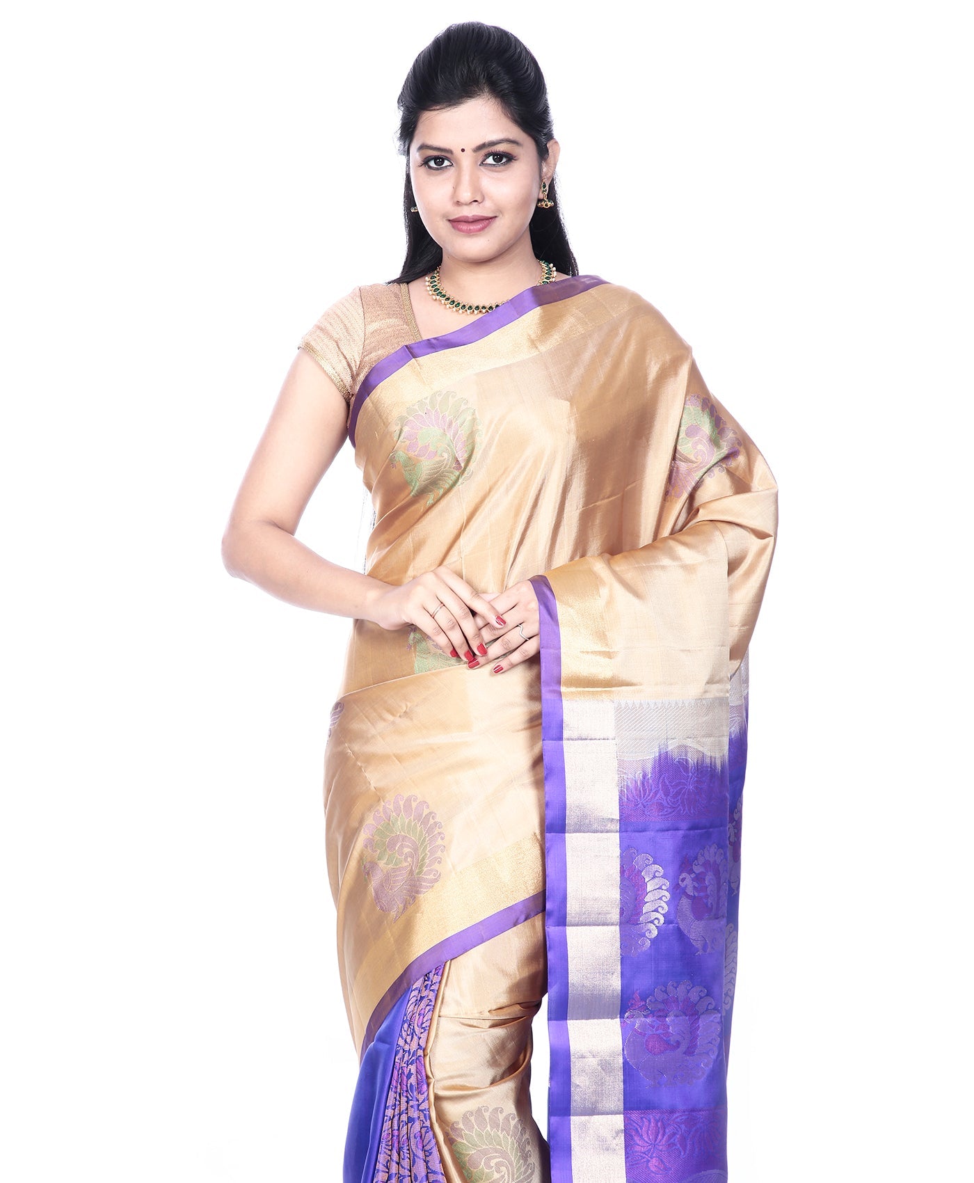Buy Mandakini Kanchipuram Handloom Patli Pallu Pure Silk Sarees Online