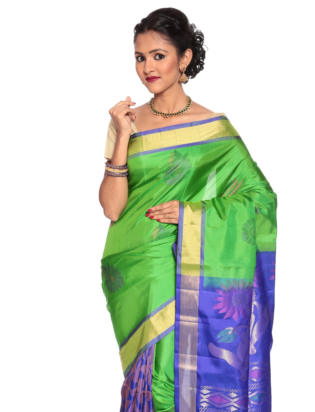 Buy Mandakini Kanchipuram Handloom Patli Pallu Pure Silk Sarees Online