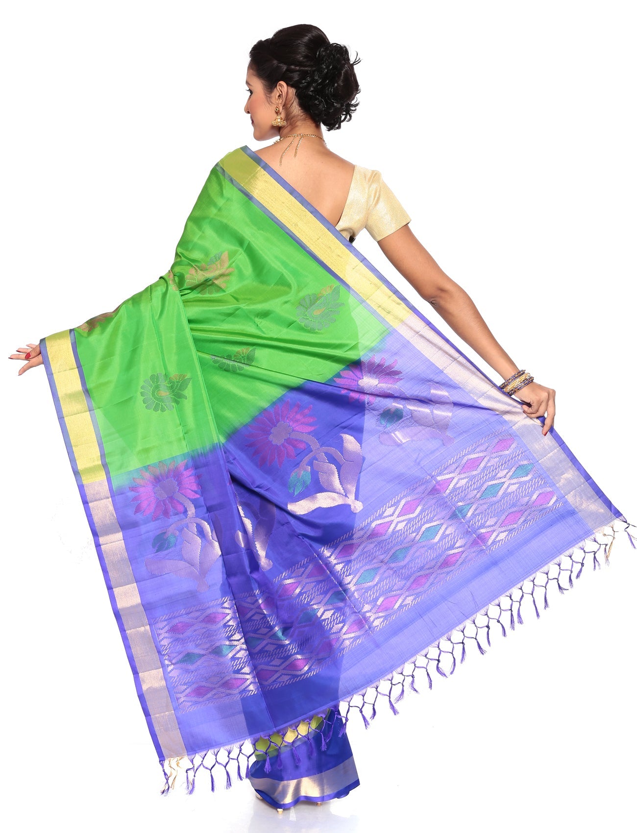 Buy Mandakini Kanchipuram Handloom Patli Pallu Pure Silk Sarees Online