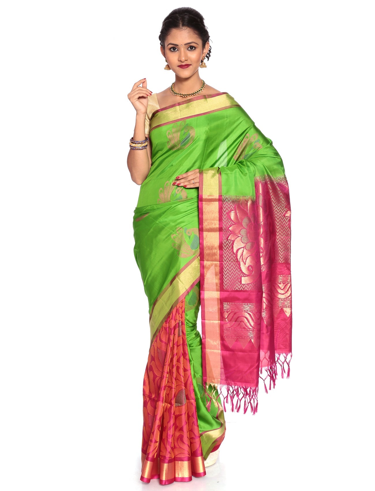 Buy Mandakini Kanchipuram Handloom Patli Pallu Pure Silk Sarees Online