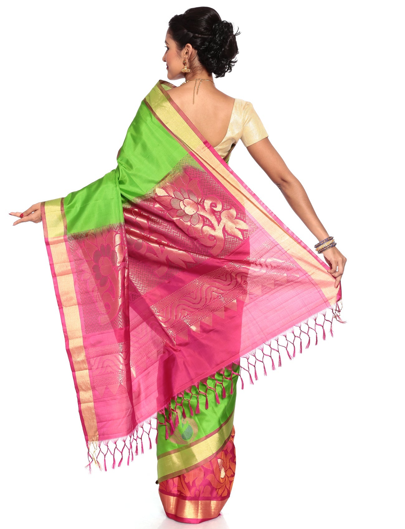 Buy Mandakini Kanchipuram Handloom Patli Pallu Pure Silk Sarees Online