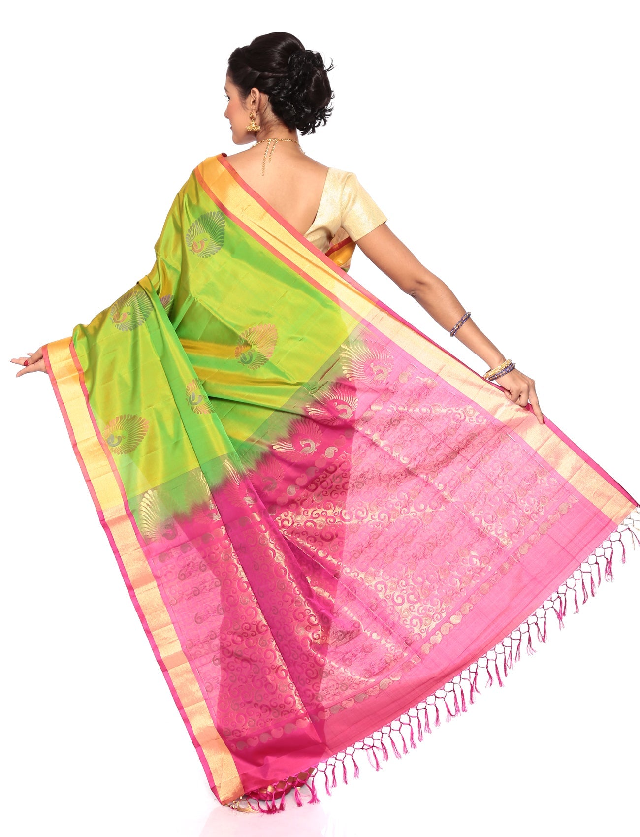 Buy Mandakini Kanchipuram Handloom Patli Pallu Pure Silk Sarees Online