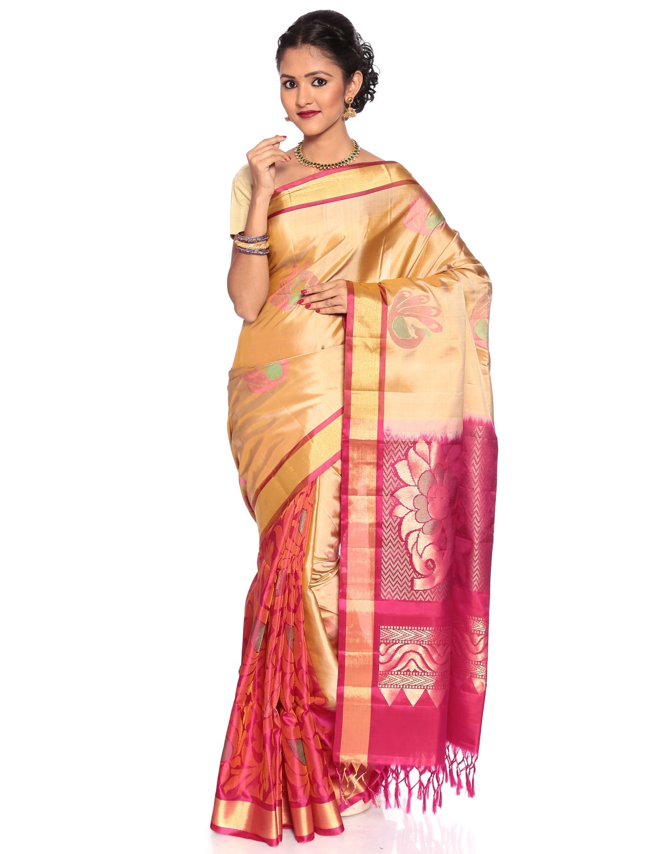 Buy Mandakini Kanchipuram Handloom Patli Pallu Pure Silk Sarees Online