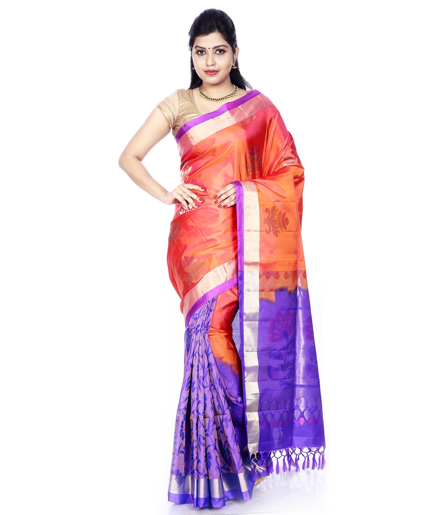 Buy Mandakini Kanchipuram Handloom Patli Pallu Pure Silk Sarees Online