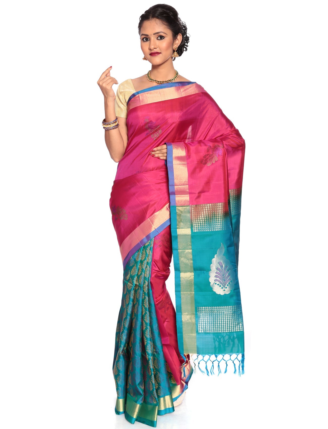 Buy Mandakini Kanchipuram Handloom Patli Pallu Pure Silk Sarees Online