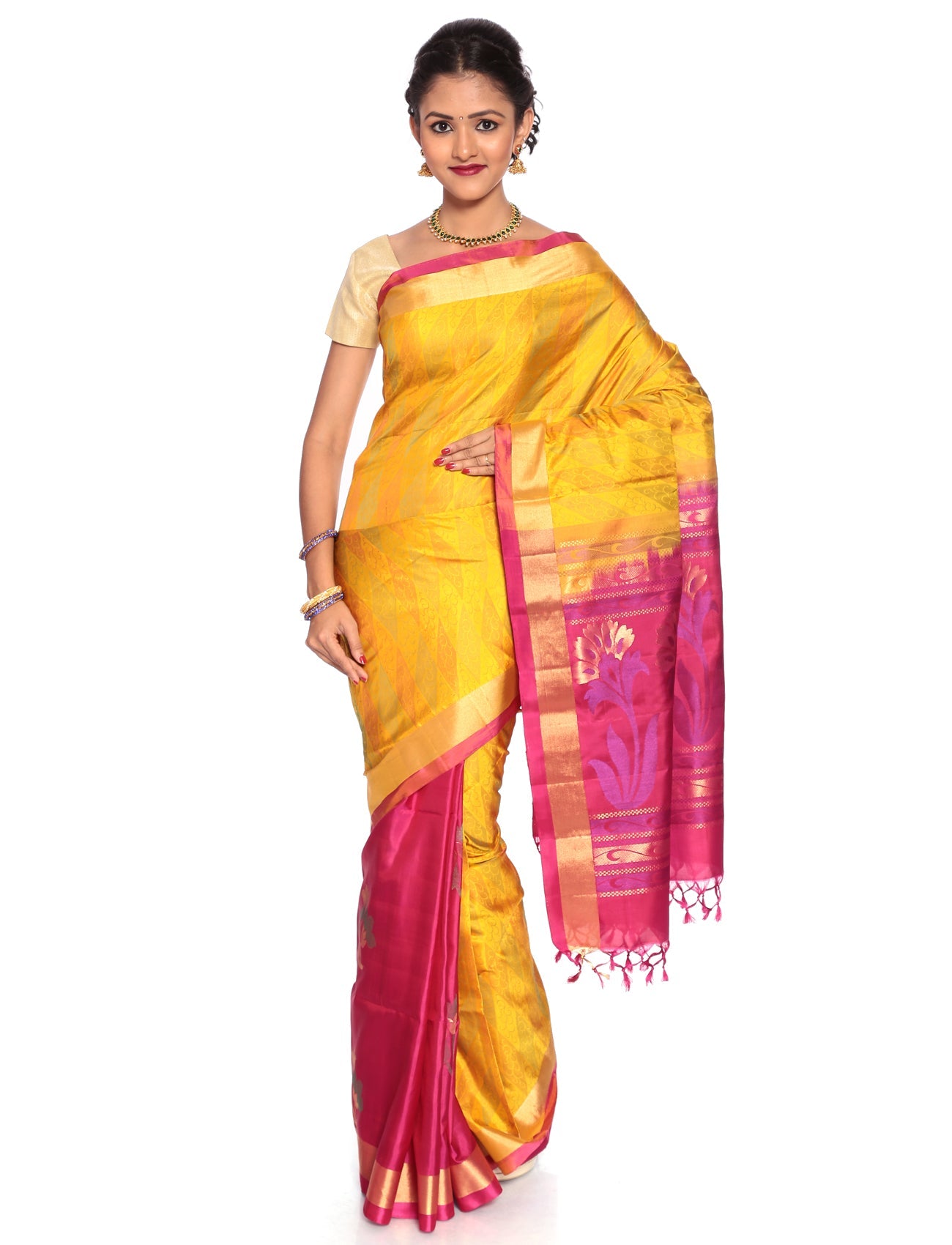 Buy Mandakini Kanchipuram Handloom Patli Pallu Pure Silk Sarees Online