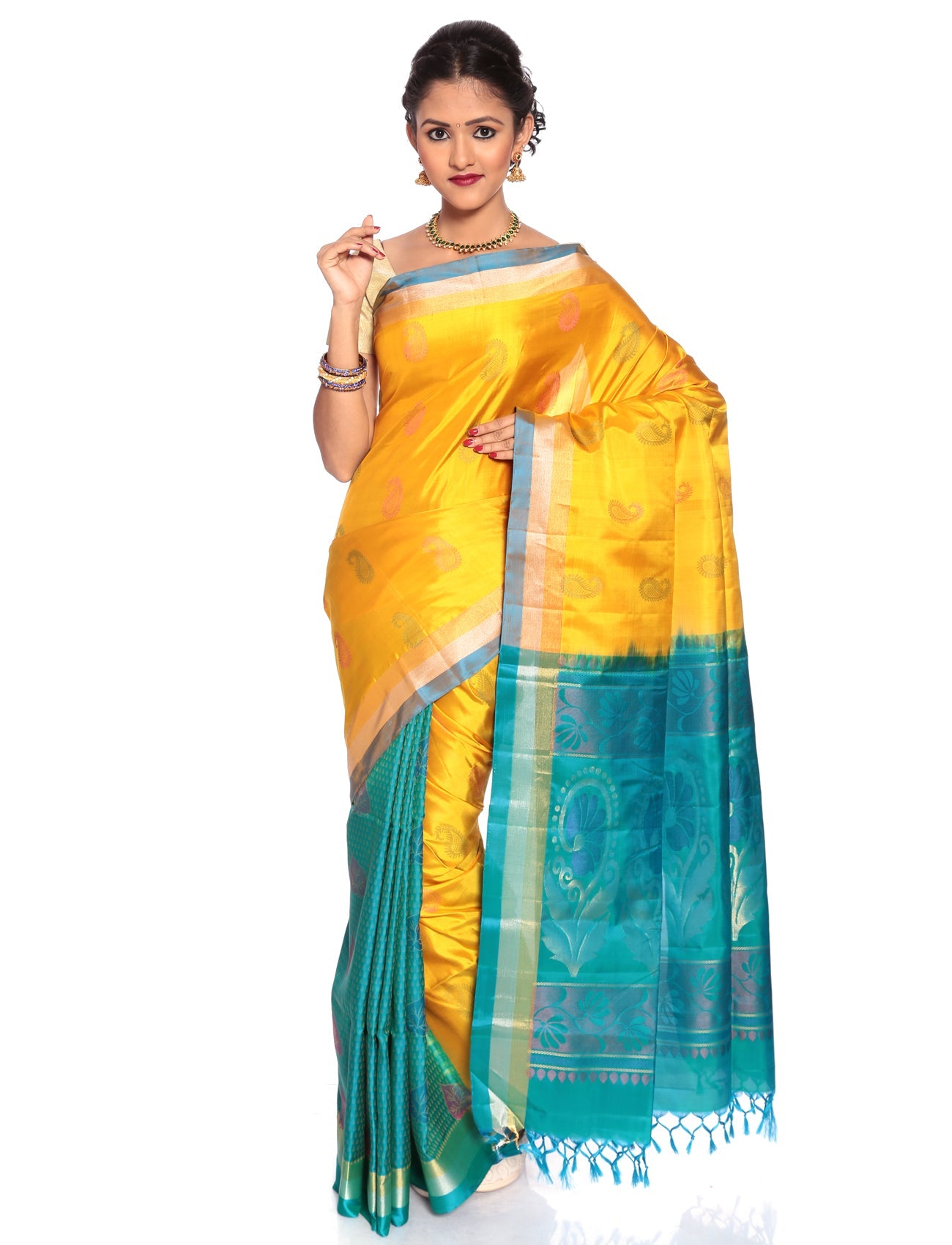 Buy Mandakini Kanchipuram Handloom Patli Pallu Pure Silk Sarees Online
