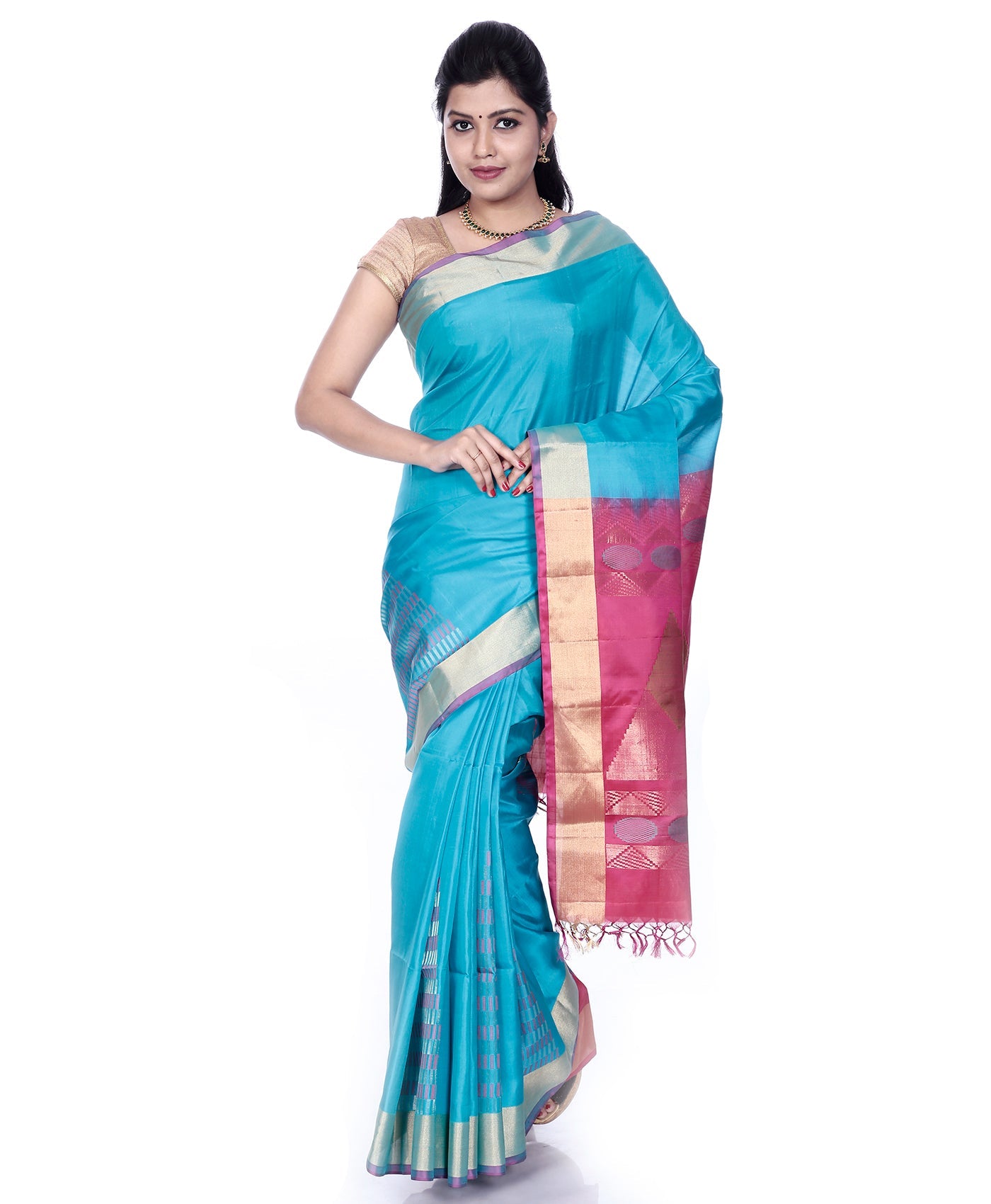 Blue kanchipuram silk saree