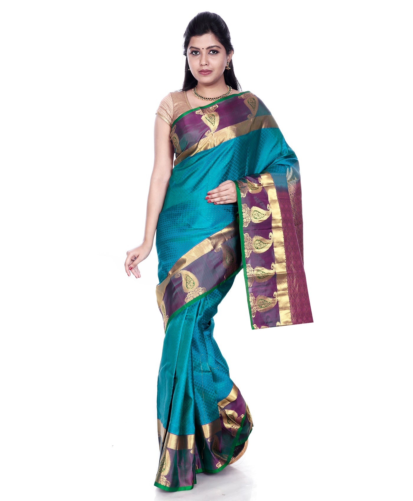 Blue kanchipuram silk saree