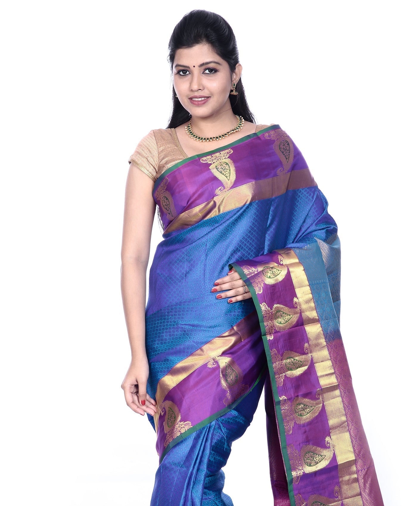 Blue kanchipuram silk saree
