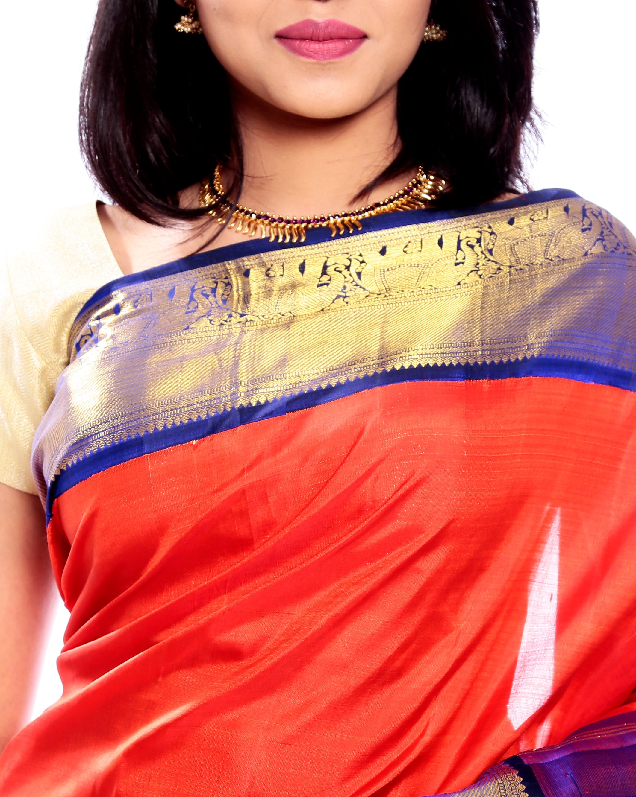 Mandakini -  Indian Wedding Silk Sarees - (Orange ) (MK201)