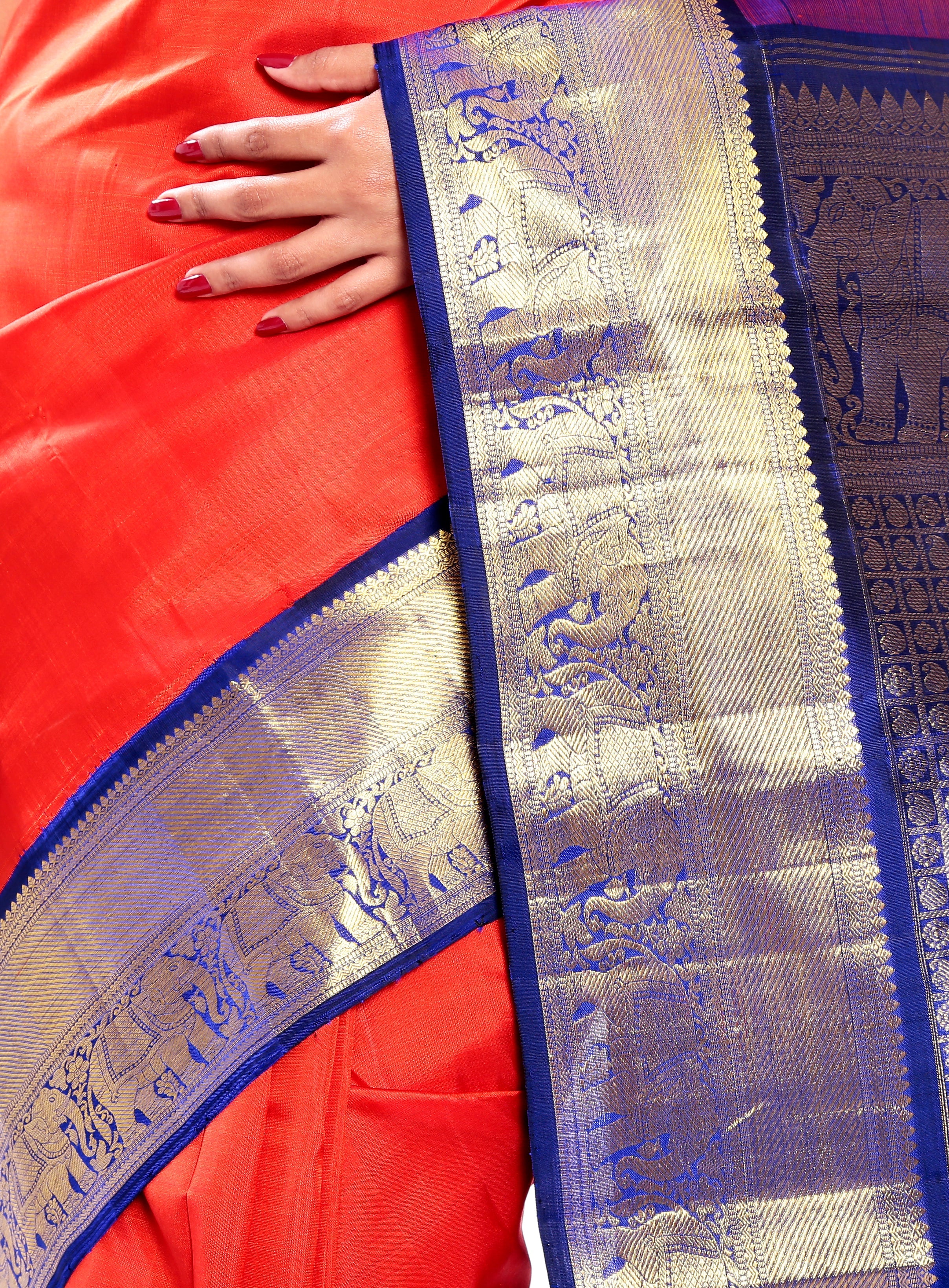 Mandakini -  Indian Wedding Silk Sarees - (Orange ) (MK201)