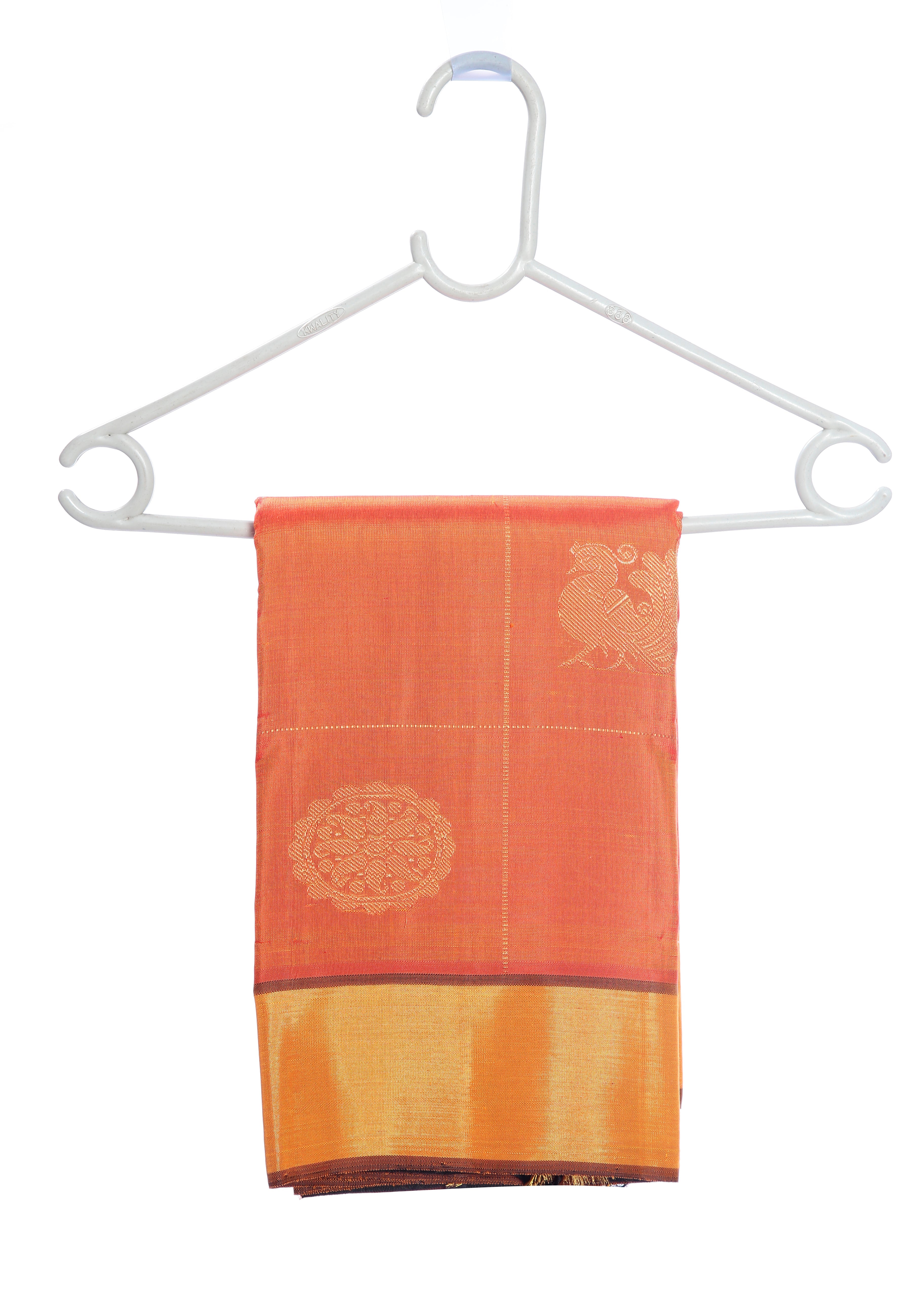 Bridal silk Sarees - Pure Zari Silk Saree in Orange