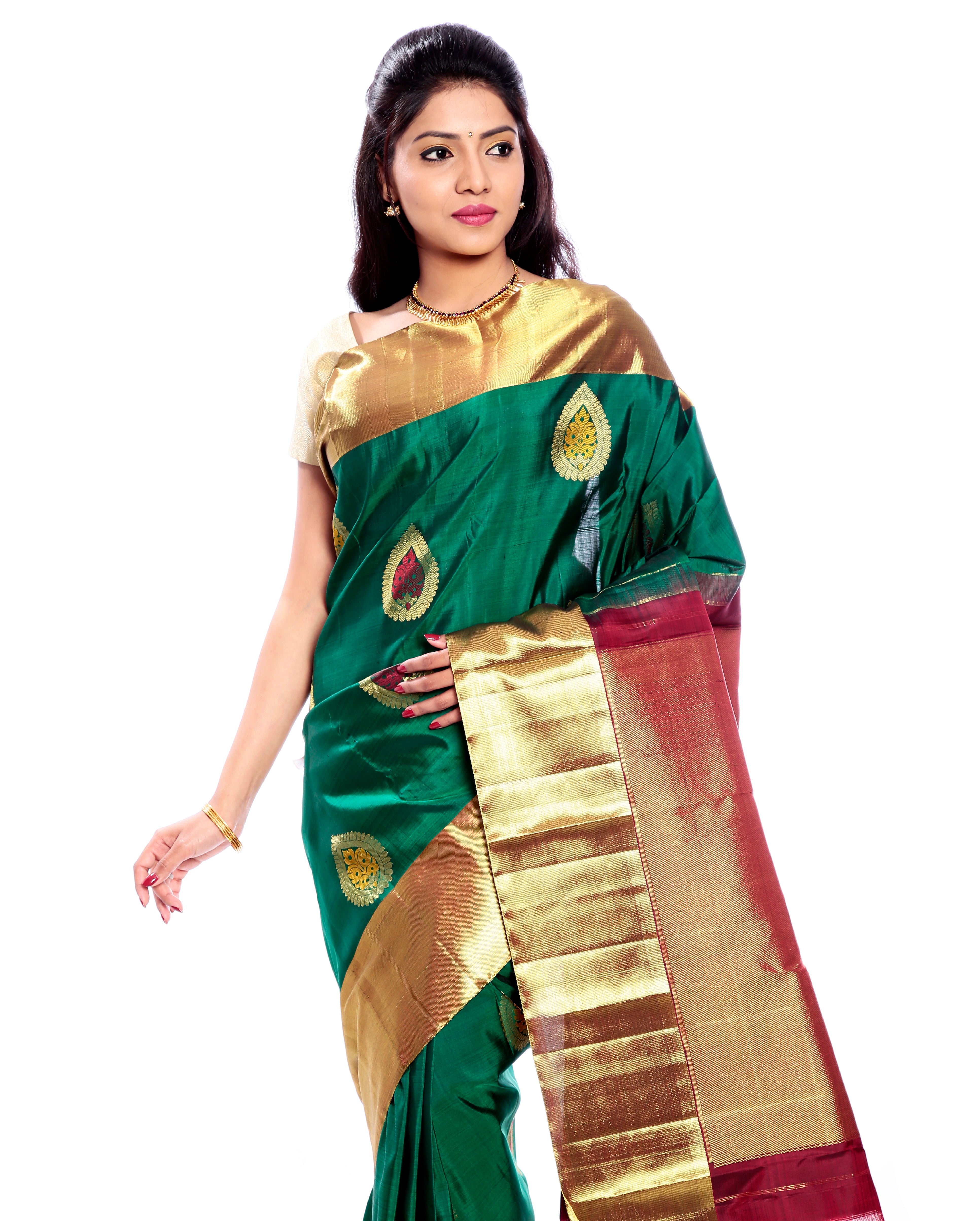 green kanchivaram saree