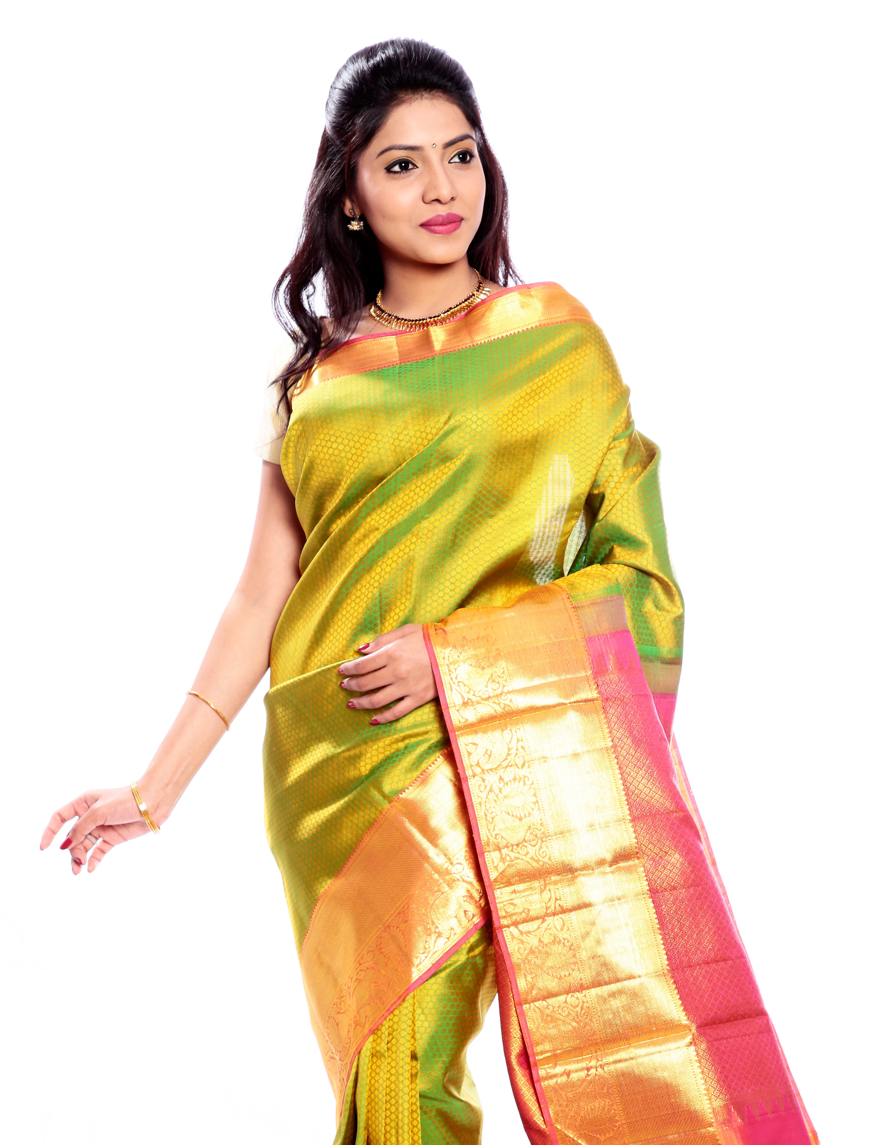 Light Green Kanchipuram Pure Silk Saree