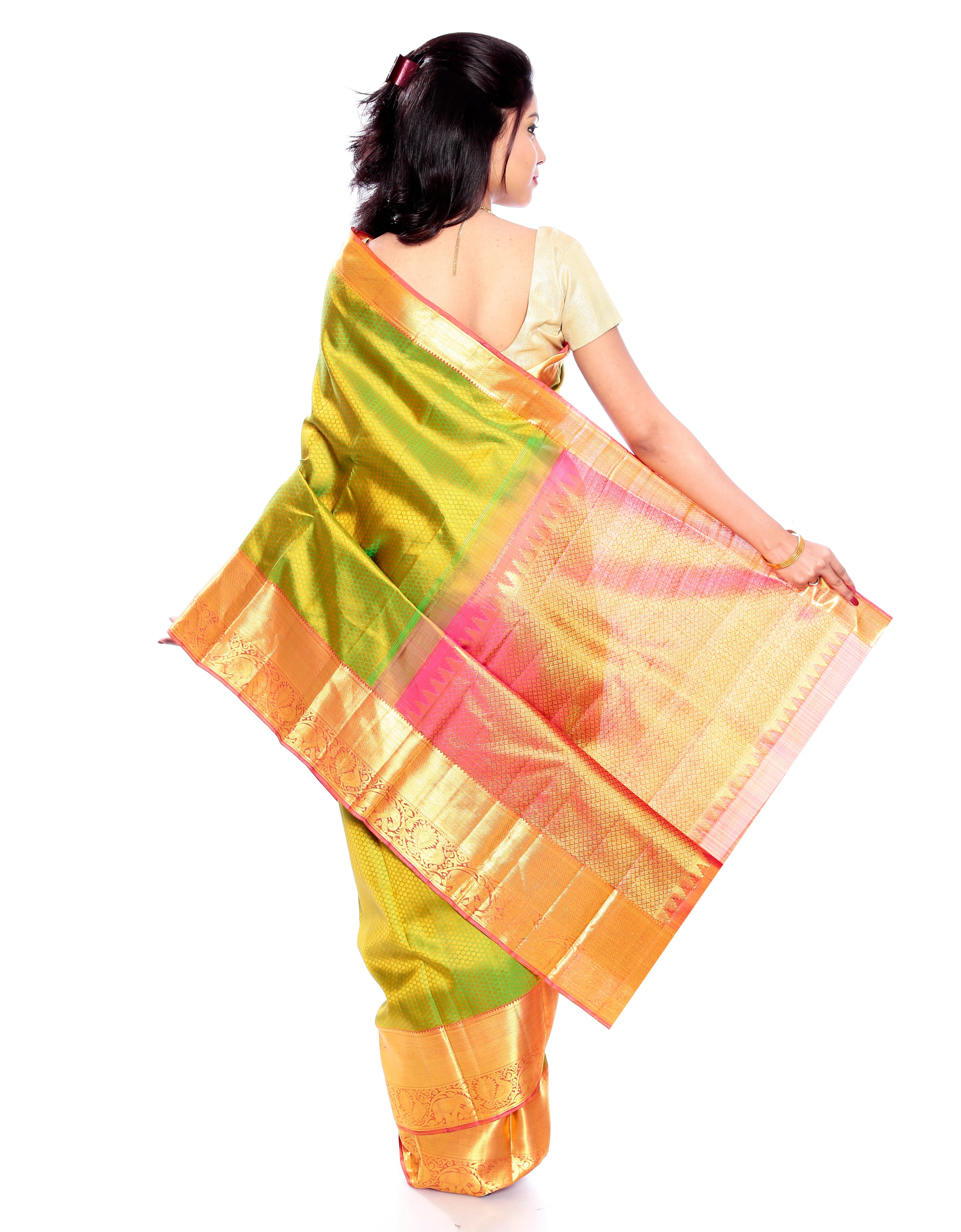 Light Green Kanchipuram Pure Silk Saree