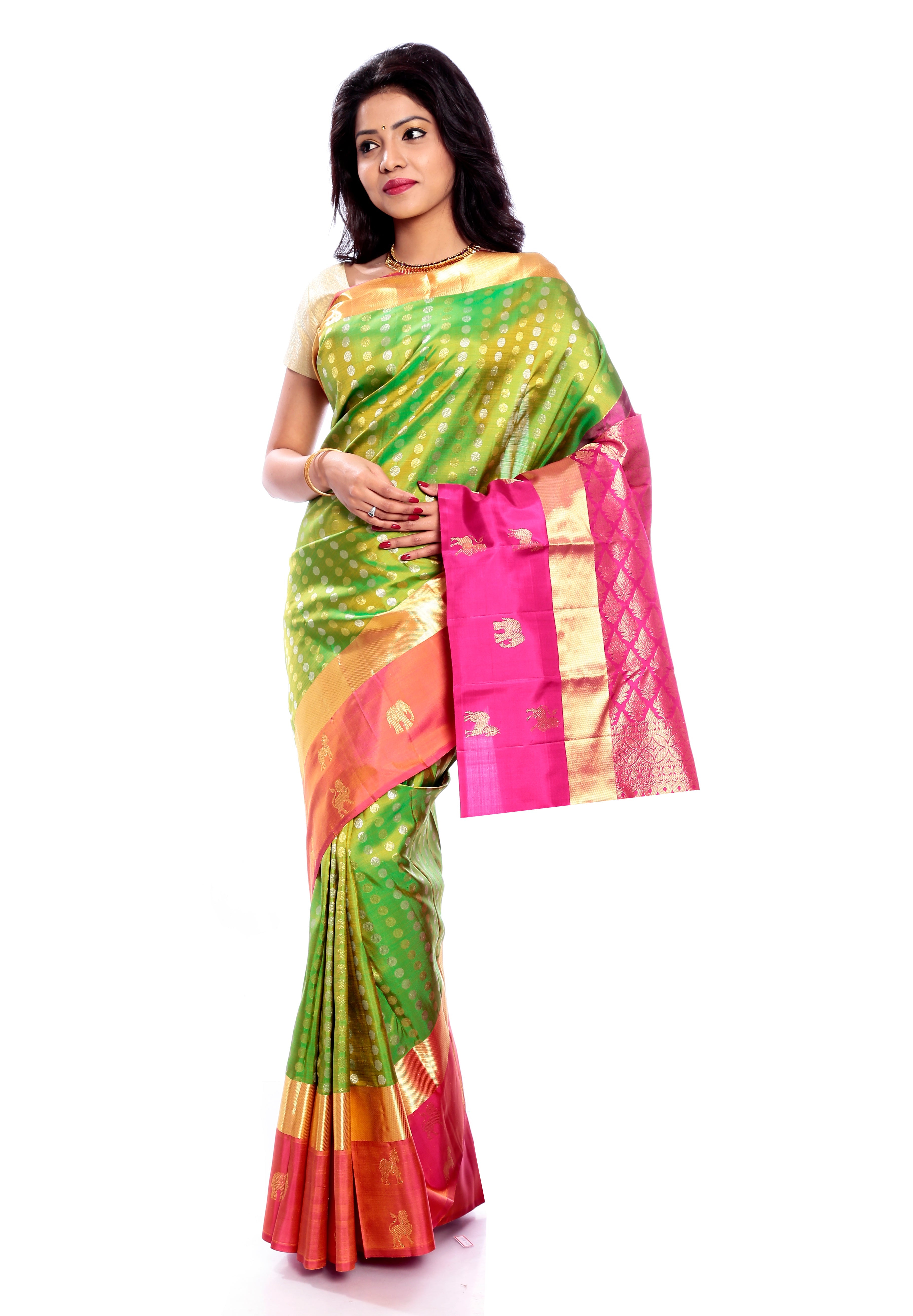 green kanchivaram saree
