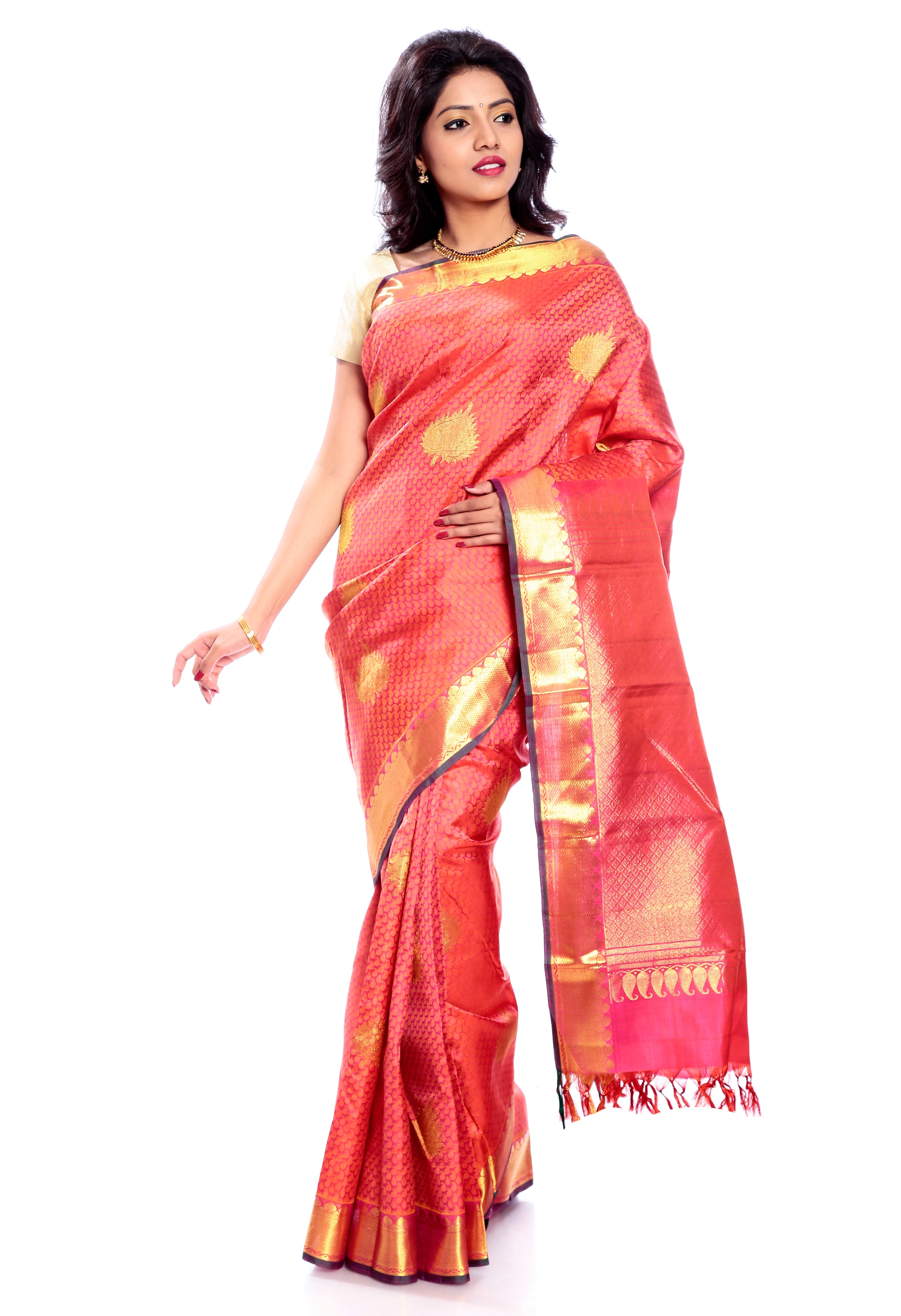 Orange Kanchipuram Silk Saree