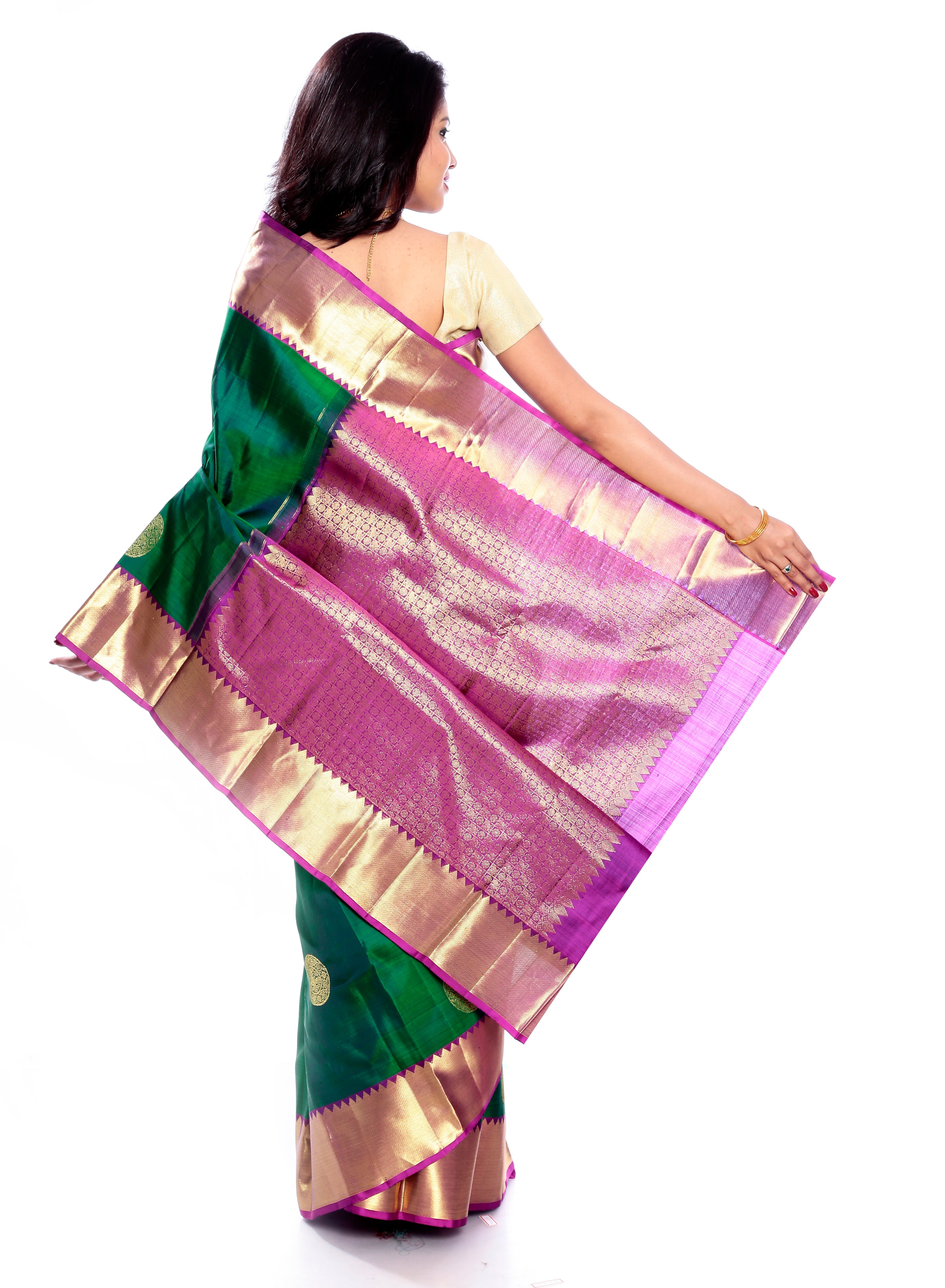 Dark green Kanchipuram Saree 