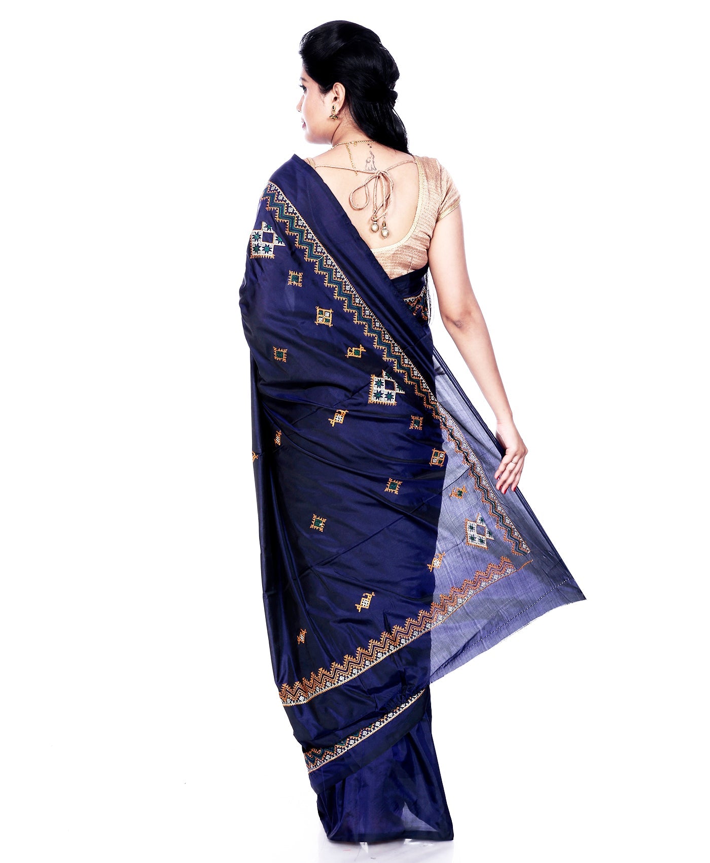 navy blue ilkal saree