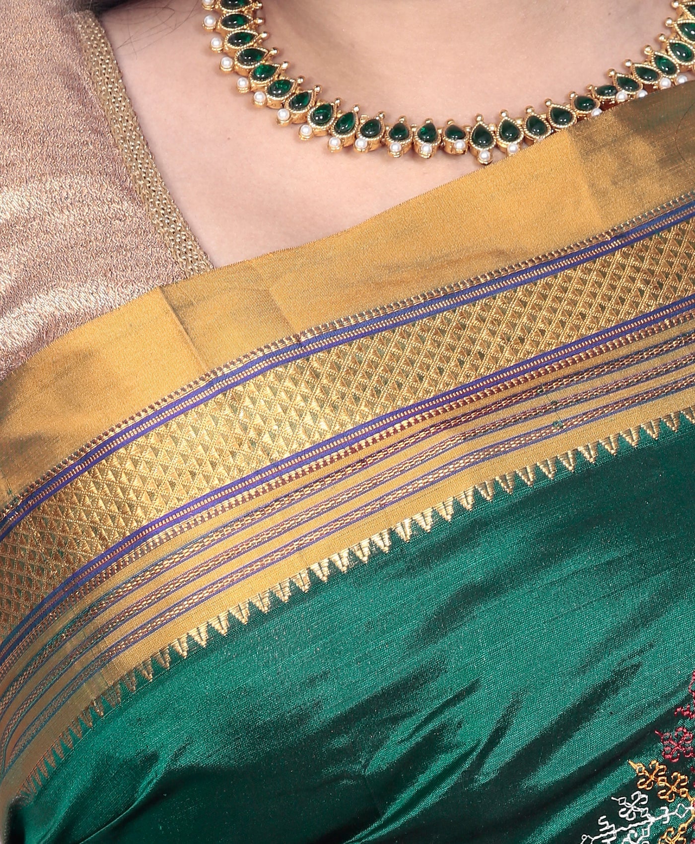 Kasuti Ilkal Pure Silk Saree Violet