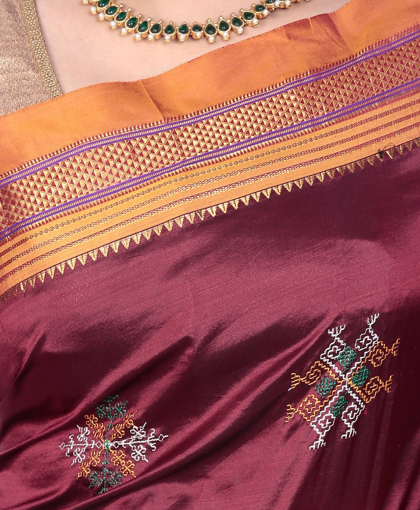 Kasuti Ilkal Pure Silk Saree Violet