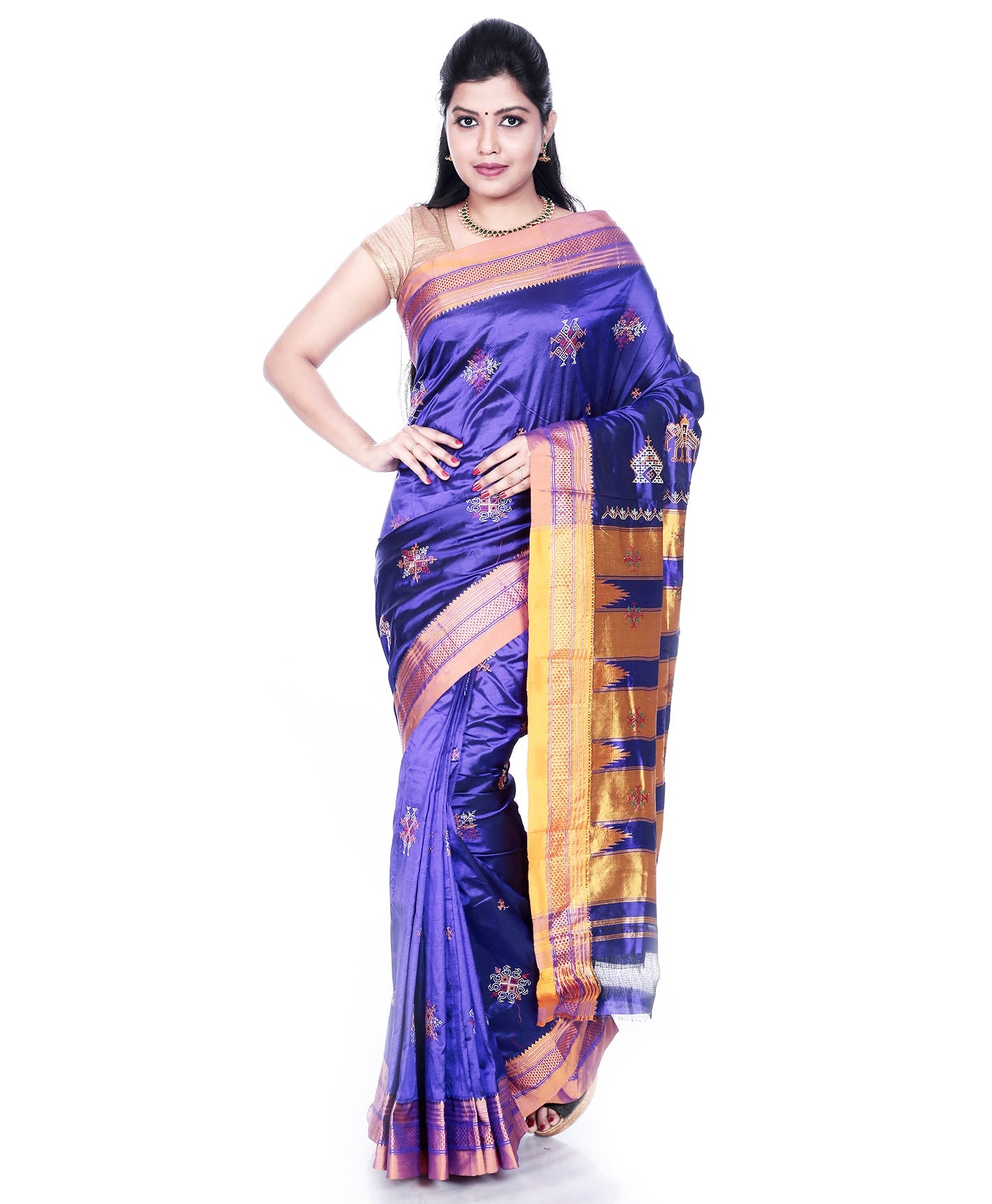 Pure Silk Ilkal Saree Violet