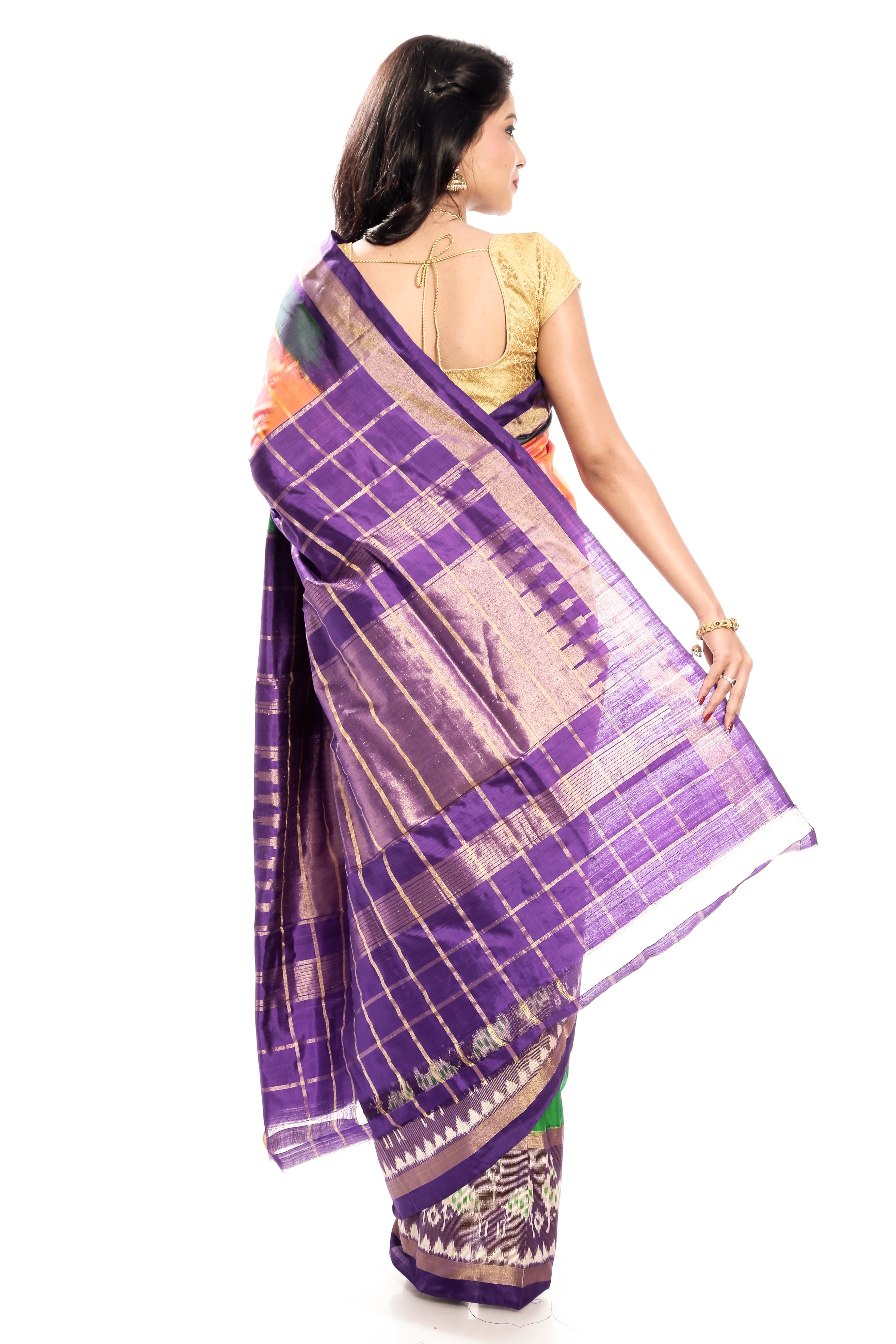 orange pochampally saree