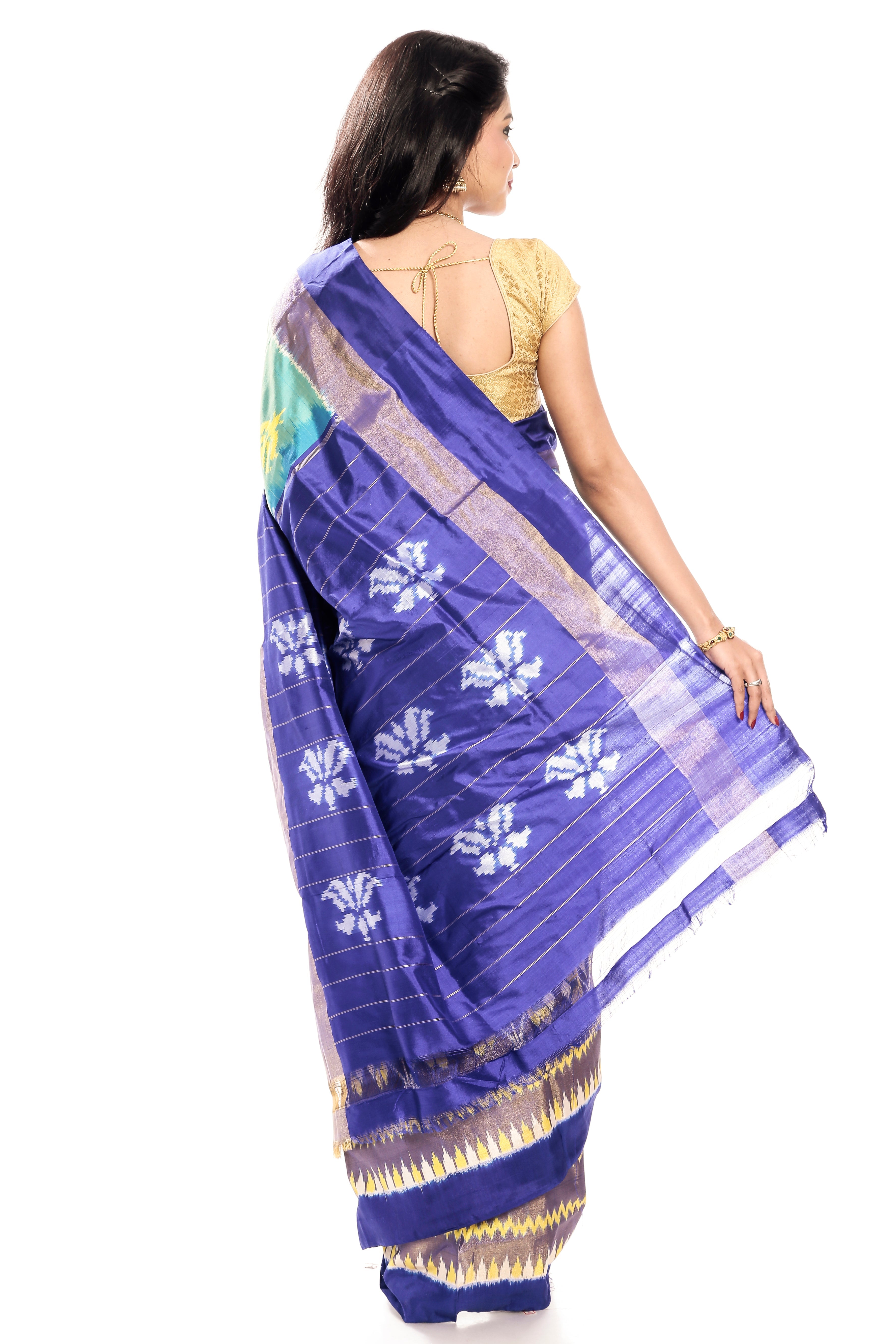 Teal-Blue Pochampally  Saree usa