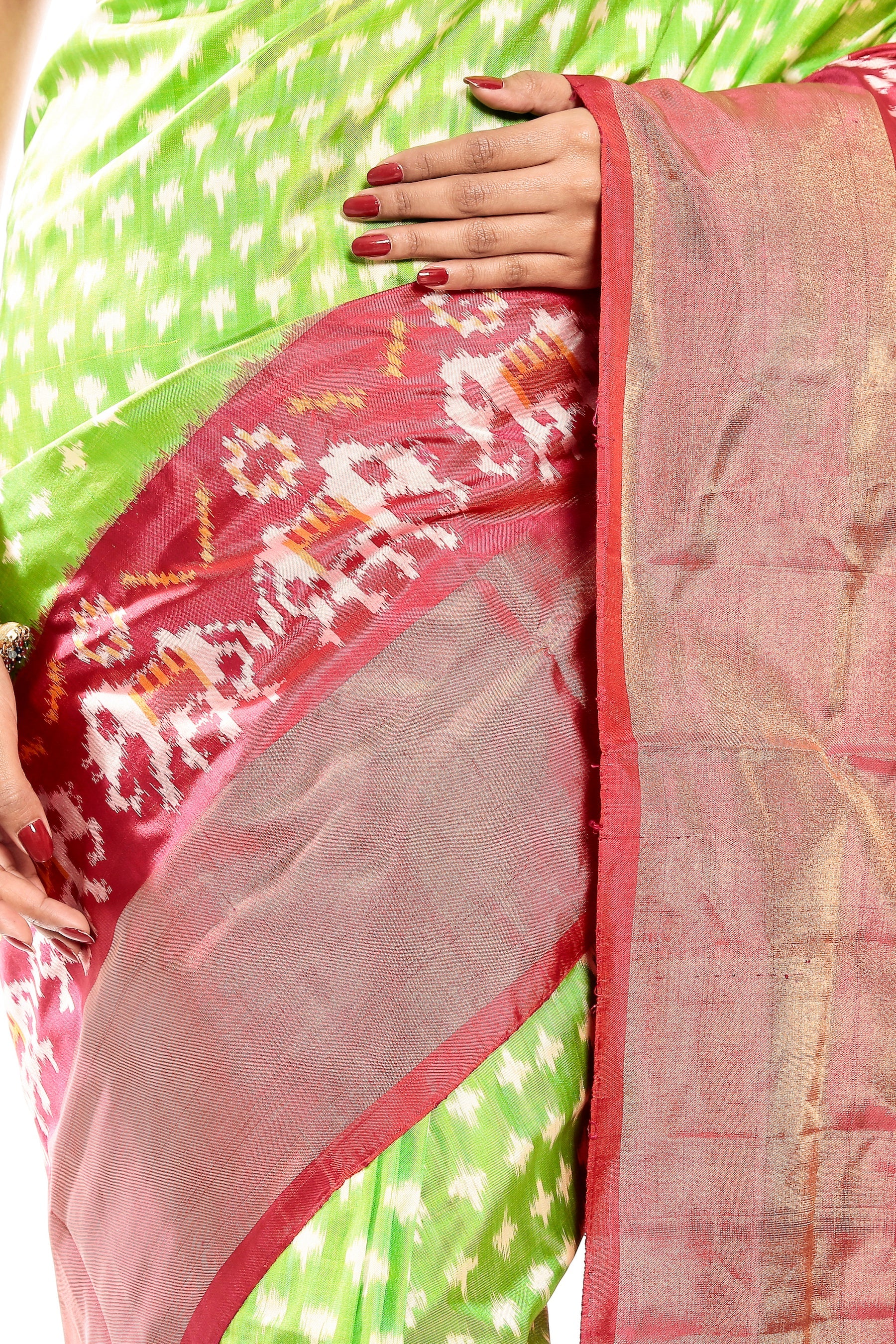 Light green ikaat silk saree
