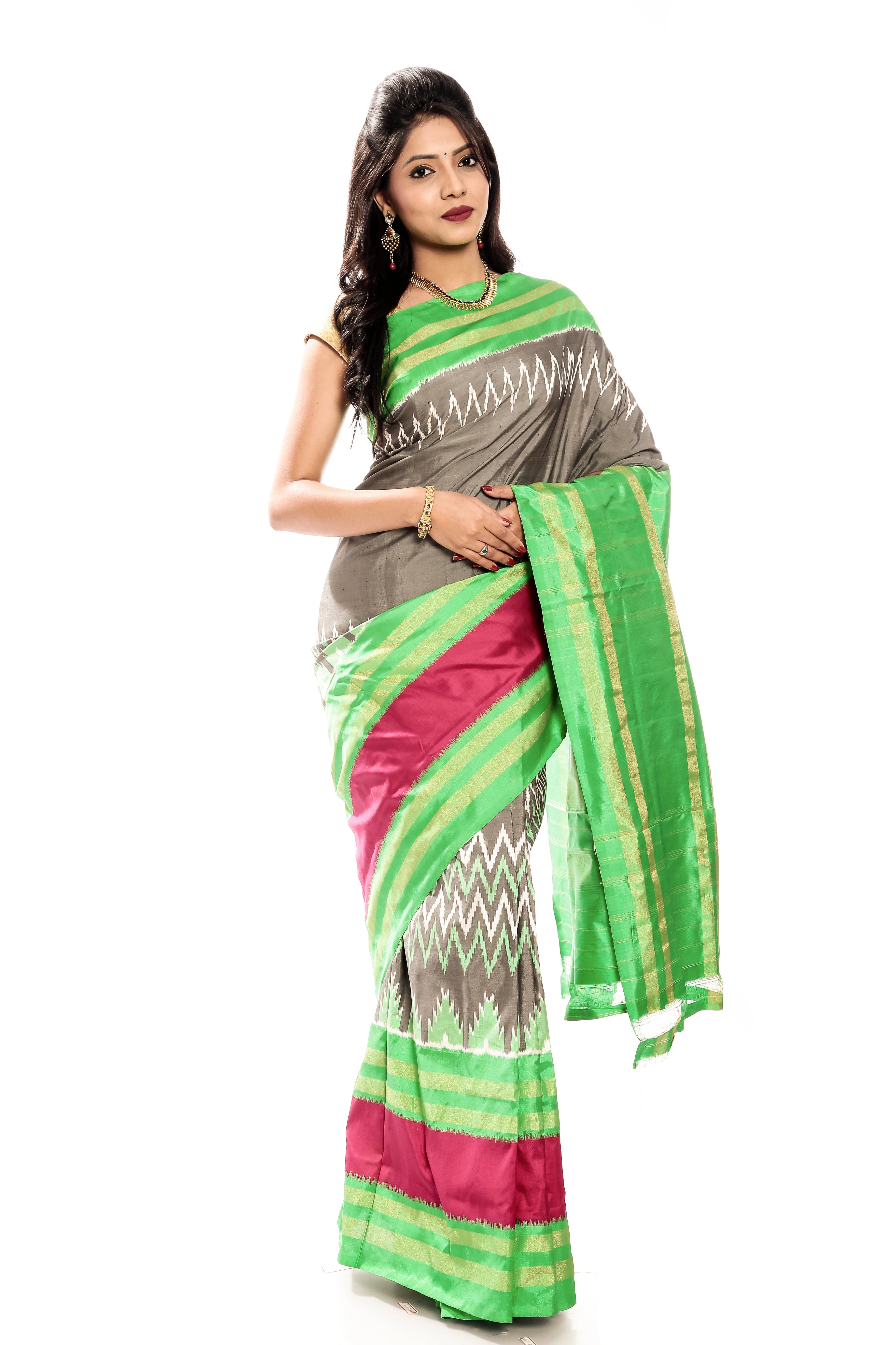 Grey pochampally silk sarees online USA, Uk, Canada